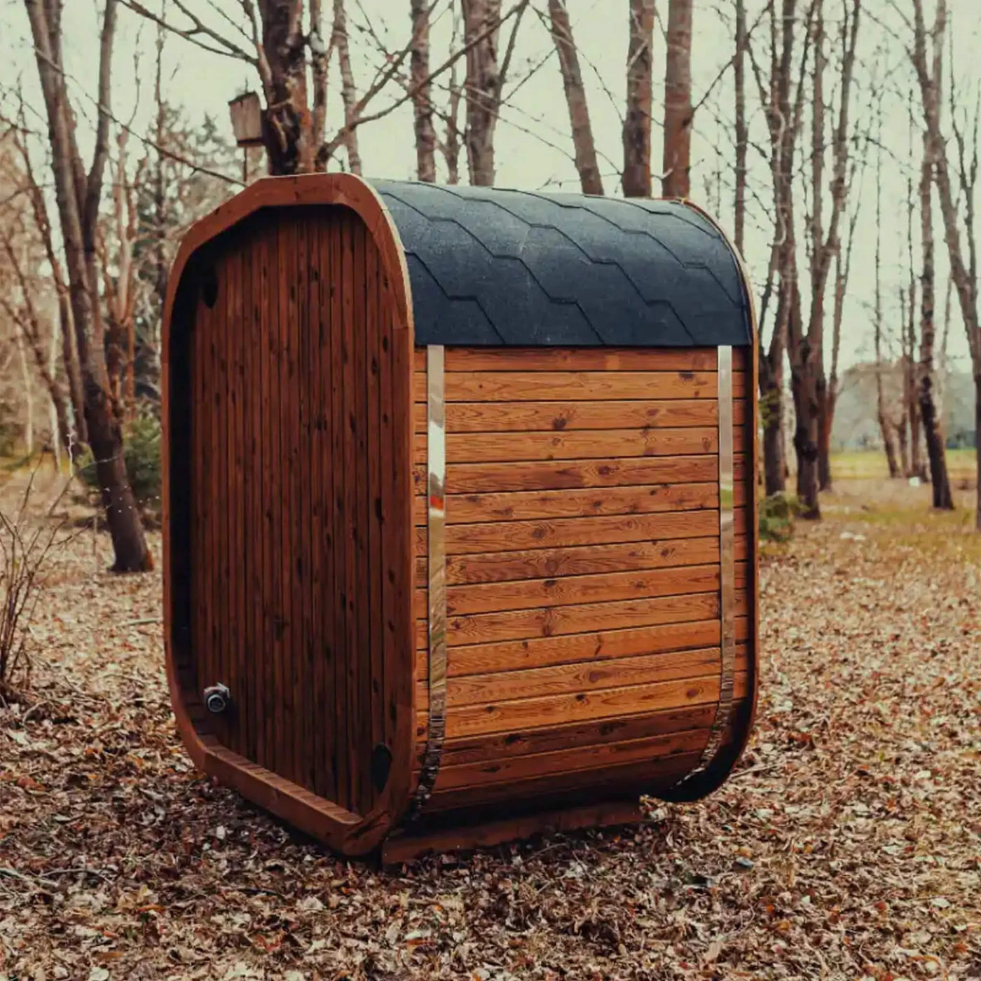 Premium 3-Person Outdoor Scandinavian ThermoWood Cube Sauna Kit With LED Lighting (SAK47582) by SAKSBY WHOLESALE