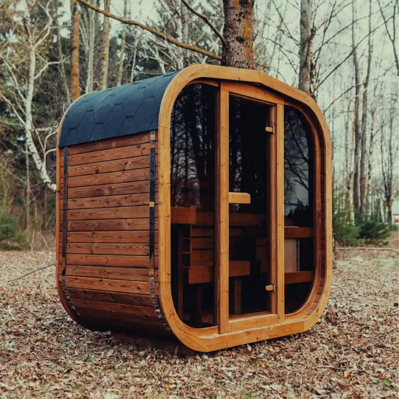 Premium 3-Person Outdoor Scandinavian ThermoWood Cube Sauna Kit With LED Lighting (SAK47582) by SAKSBY WHOLESALE