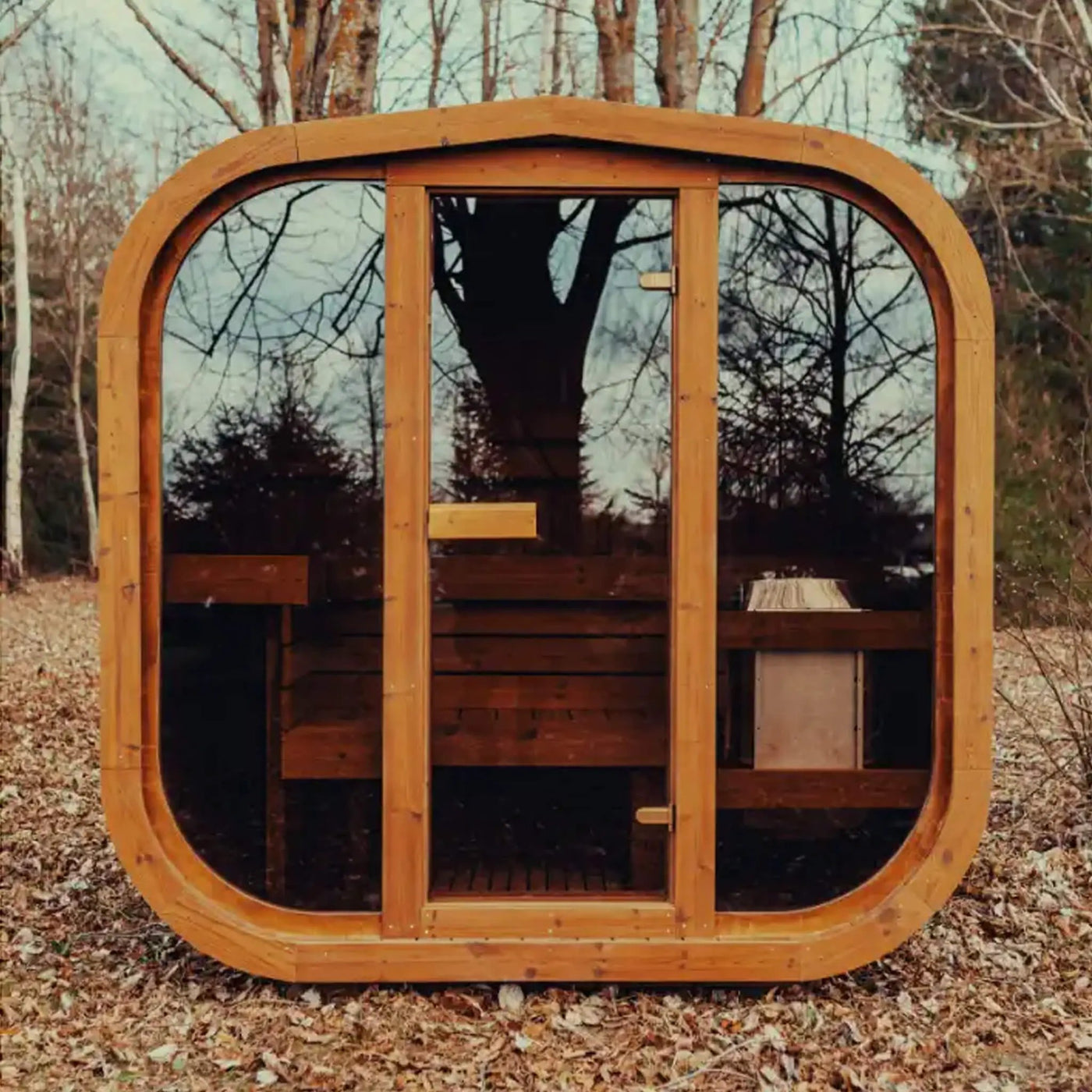 Premium 3-Person Outdoor Scandinavian ThermoWood Cube Sauna Kit With LED Lighting (SAK47582) by SAKSBY WHOLESALE