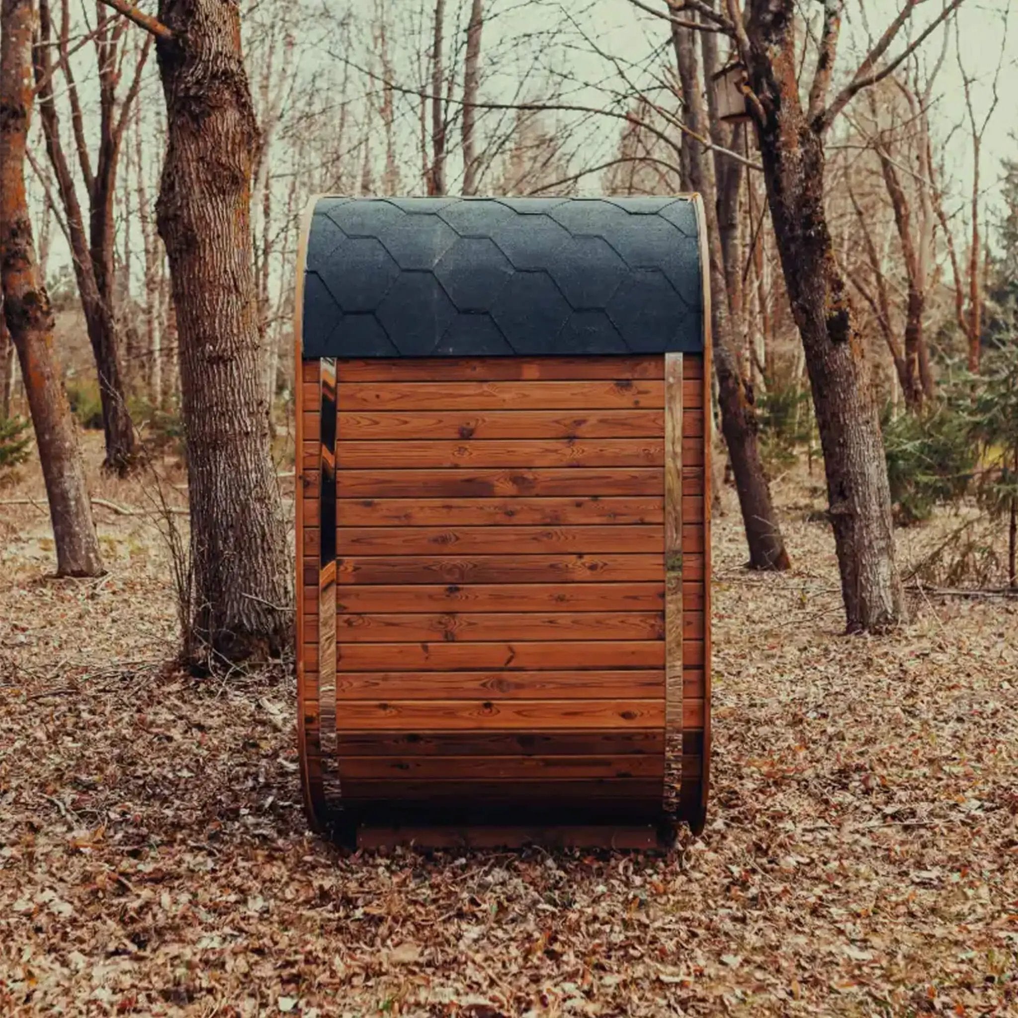 Premium 3-Person Outdoor Scandinavian ThermoWood Cube Sauna Kit With LED Lighting (SAK47582) by SAKSBY WHOLESALE