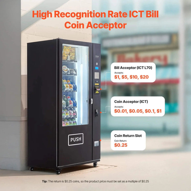Premium 36-Slot Combo Vending Machine With ICT Bill And Coin Acceptor (SAK31832) by SAKSBY WHOLESALE