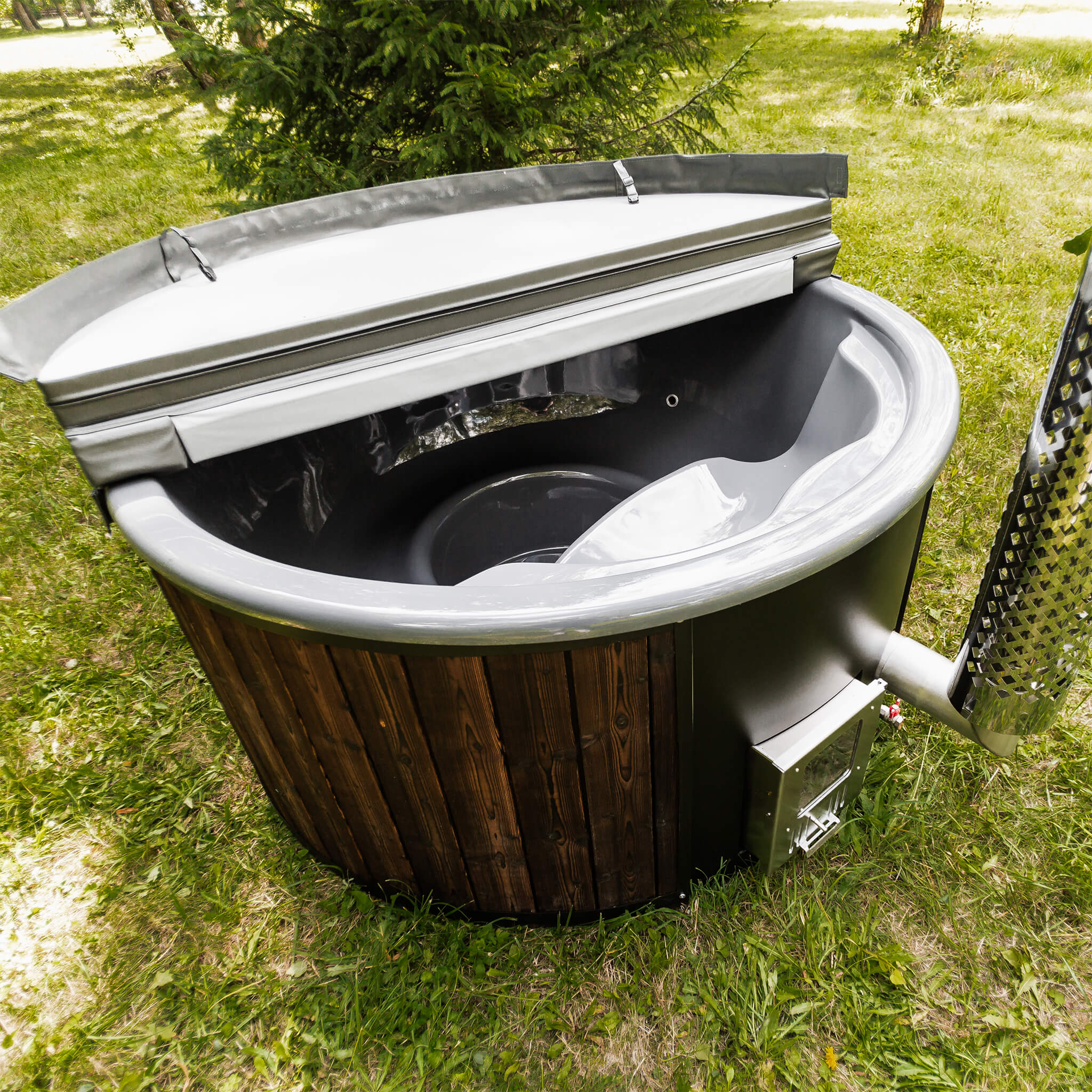 Premium 4-Person Fully-Assembled ThermoWood Wood-Fired Hot Tub (SAK14528) by SAKSBY WHOLESALE