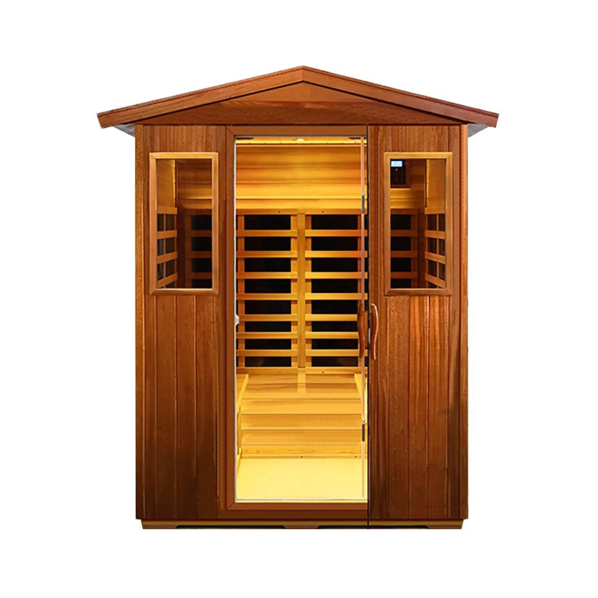 Thermoa Valois Premium 4-Person 2050W Luxury Low EMF Outdoor FAR Infrared Home Sauna With Bluetooth Audio (SAK15372) by SAKSBY WHOLESALE