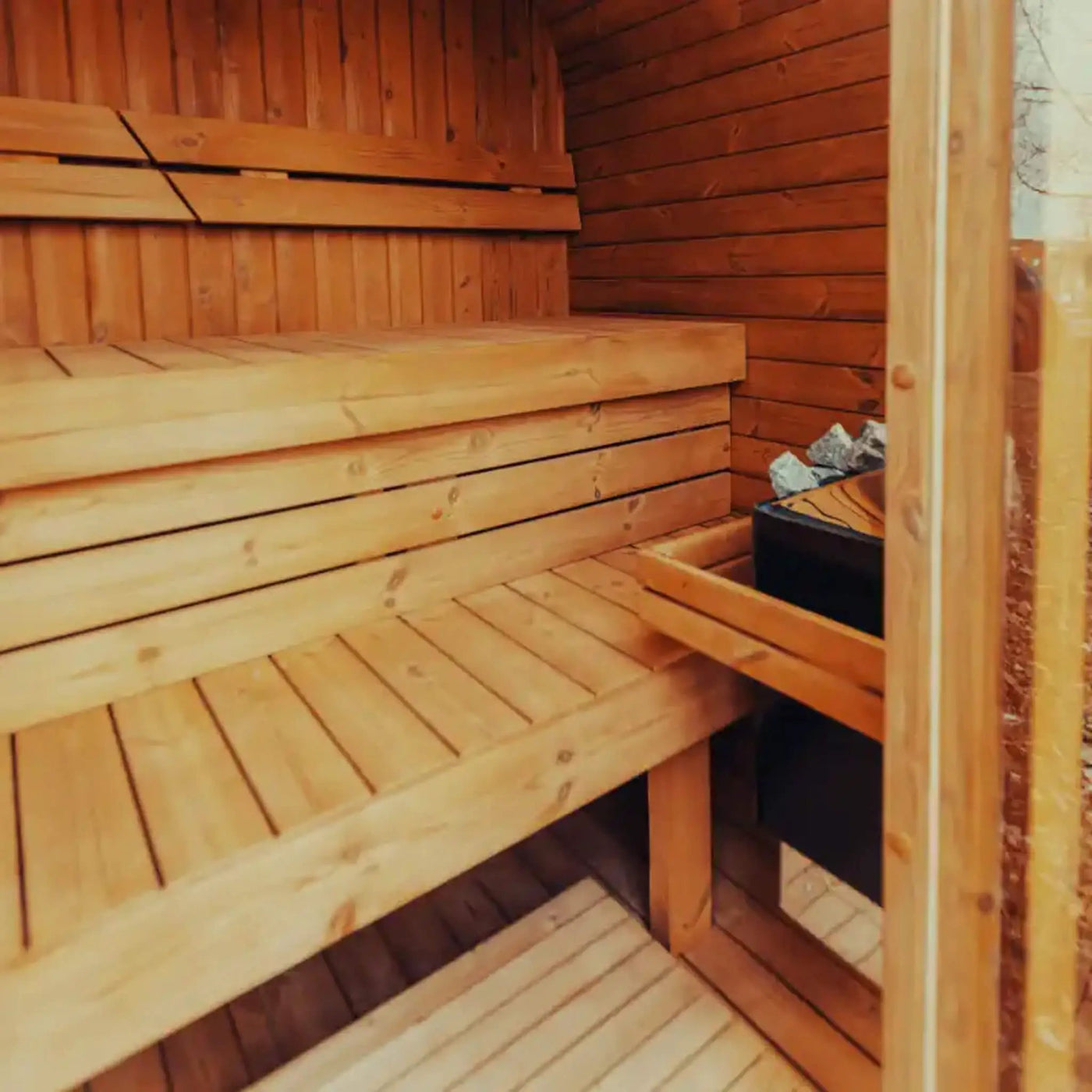 Premium 4-Person Outdoor Scandinavian ThermoWood Cube Sauna Kit With LED Lighting (SAK25470) by SAKSBY WHOLESALE
