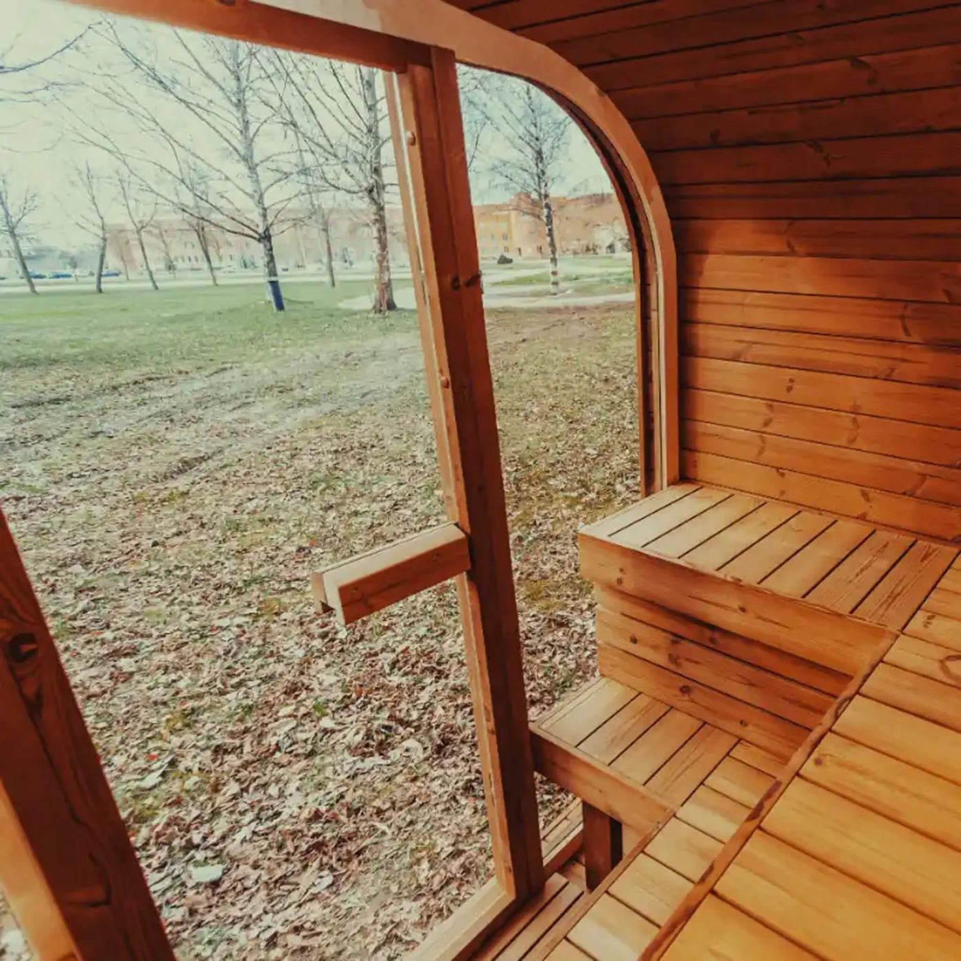 Premium 4-Person Outdoor Scandinavian ThermoWood Cube Sauna Kit With LED Lighting (SAK25470) by SAKSBY WHOLESALE