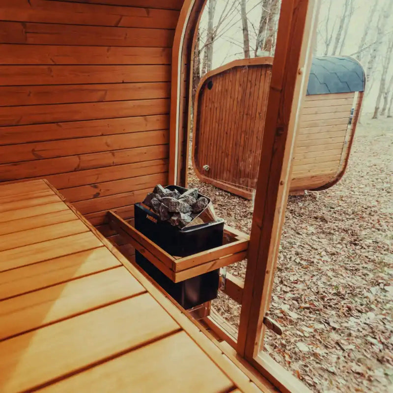 Premium 4-Person Outdoor Scandinavian ThermoWood Cube Sauna Kit With LED Lighting (SAK25470) by SAKSBY WHOLESALE