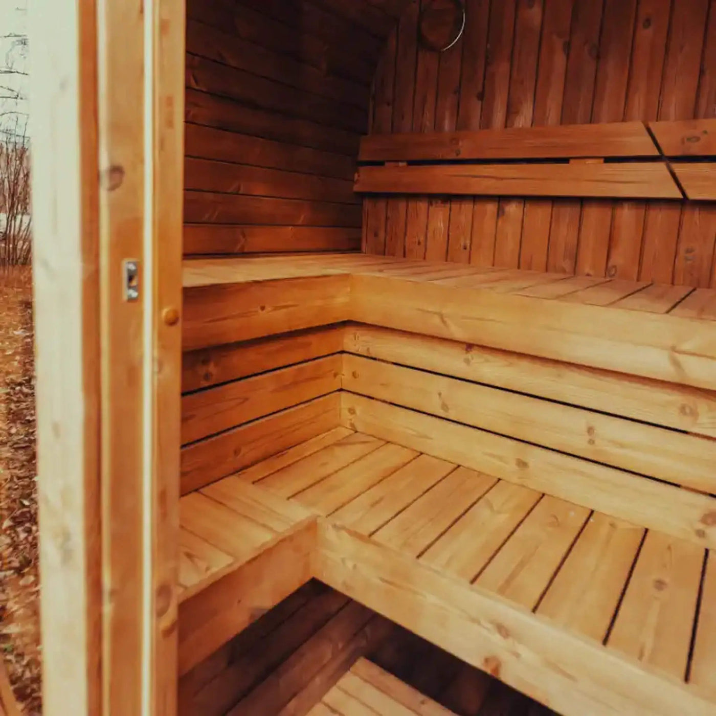 Premium 4-Person Outdoor Scandinavian ThermoWood Cube Sauna Kit With LED Lighting (SAK25470) by SAKSBY WHOLESALE