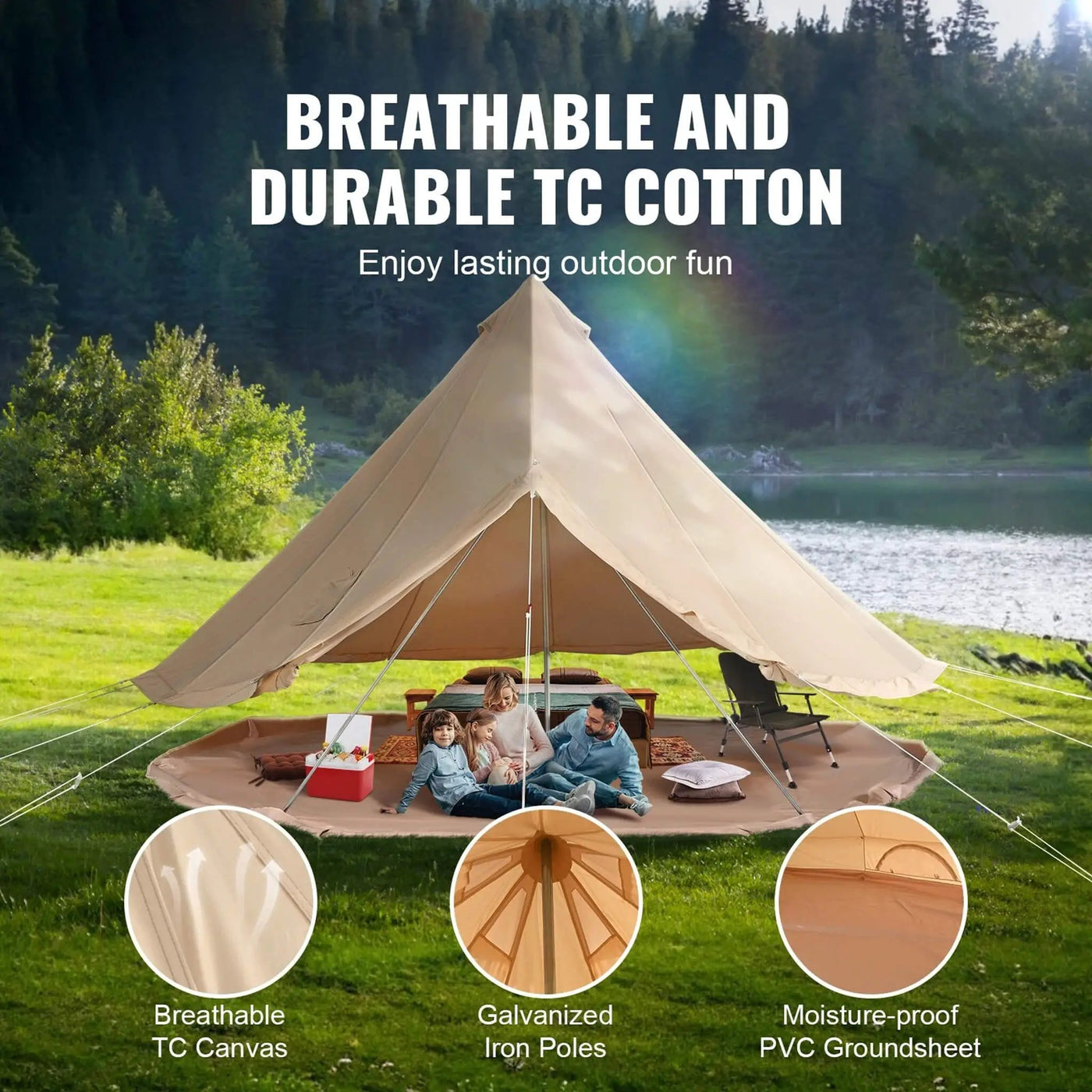 Premium 4-Season Camping Canvas Bell Yurt Tent With Stove Jack (SAK47589) by SAKSBY WHOLESALE