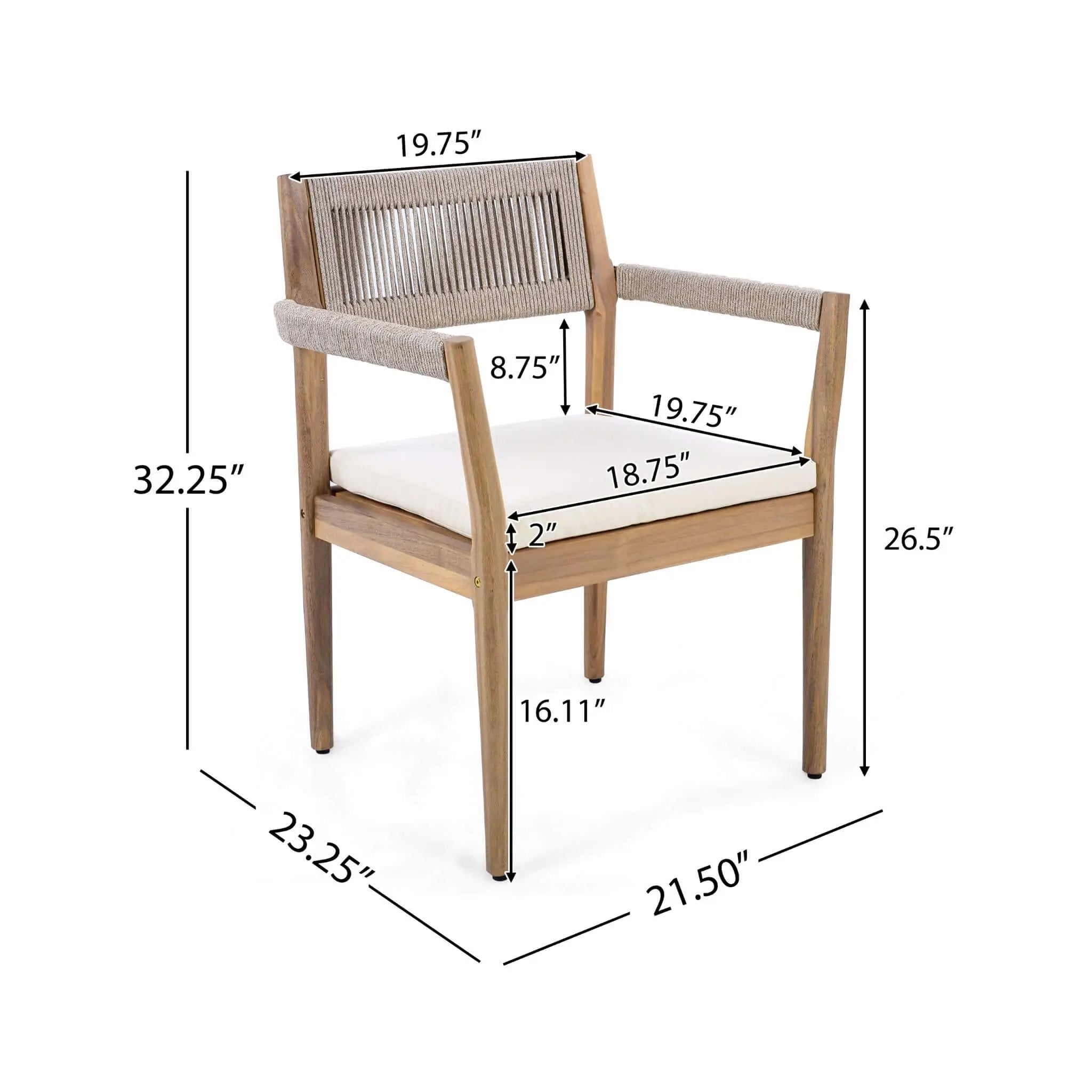 Alora Premium 5-Piece Outdoor Acacia Wood Patio Furniture Set With Braided Dining Chairs, Cushions, And Dining Table (SAK26754) by SAKSBY WHOLESALE