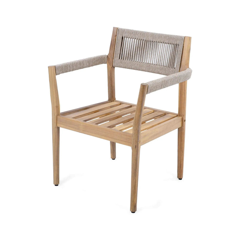 Alora Premium 5-Piece Outdoor Acacia Wood Patio Furniture Set With Braided Dining Chairs, Cushions, And Dining Table (SAK26754) by SAKSBY WHOLESALE