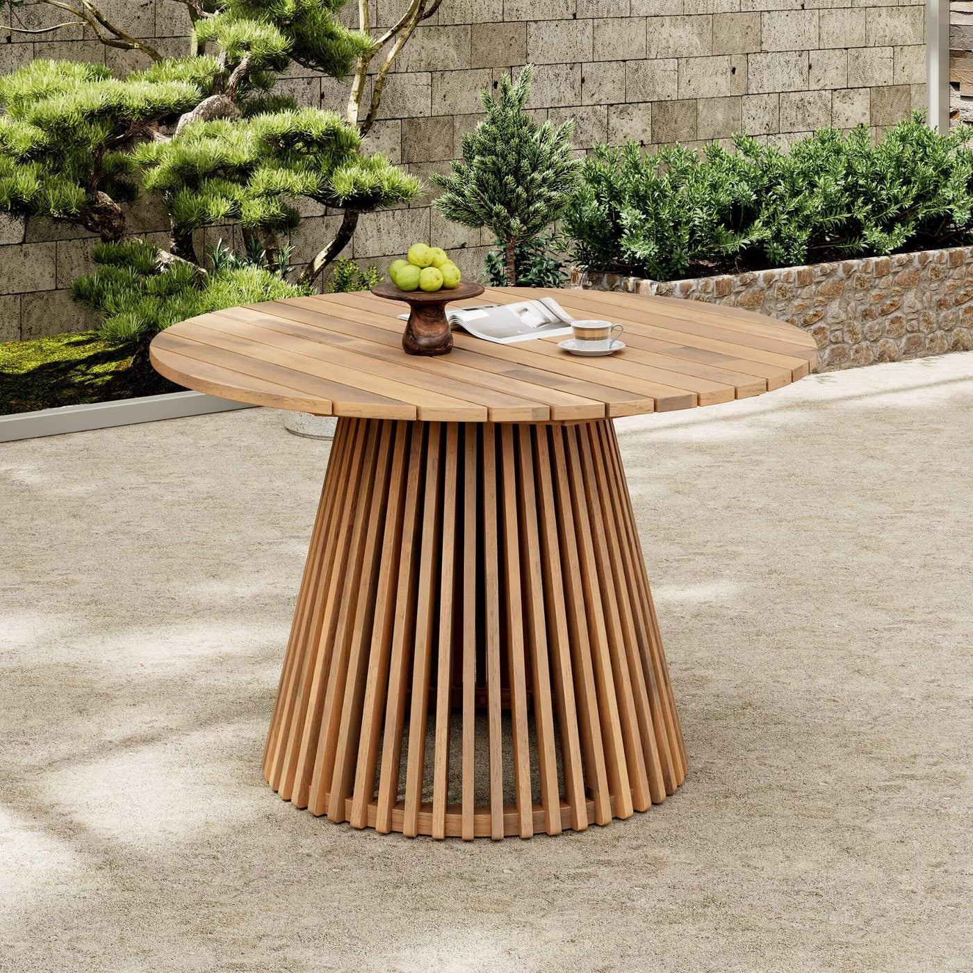 Alora Premium 5-Piece Outdoor Acacia Wood Patio Furniture Set With Braided Dining Chairs, Cushions, And Dining Table (SAK26754) by SAKSBY WHOLESALE