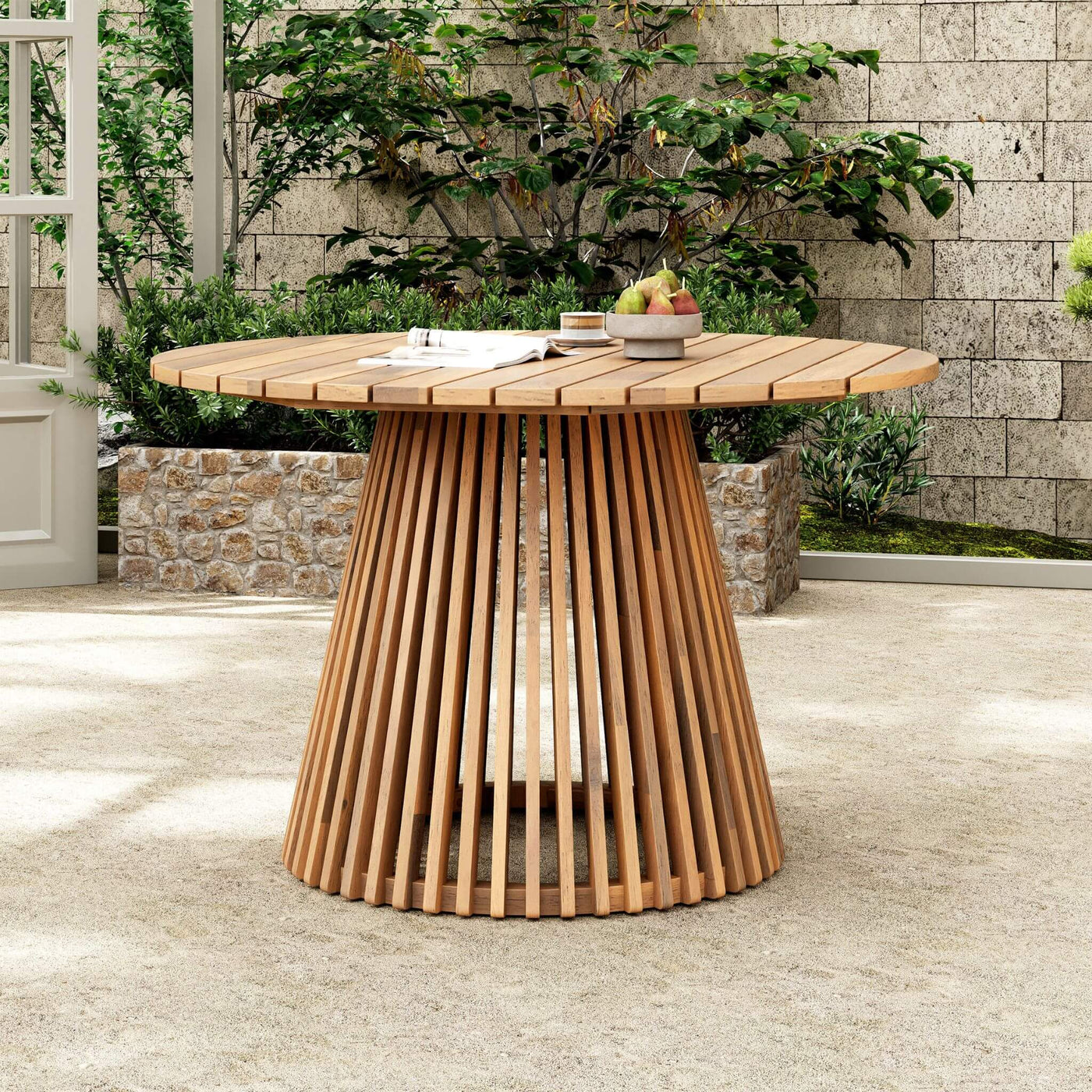 Alora Premium 5-Piece Outdoor Acacia Wood Patio Furniture Set With Braided Dining Chairs, Cushions, And Dining Table (SAK26754) by SAKSBY WHOLESALE