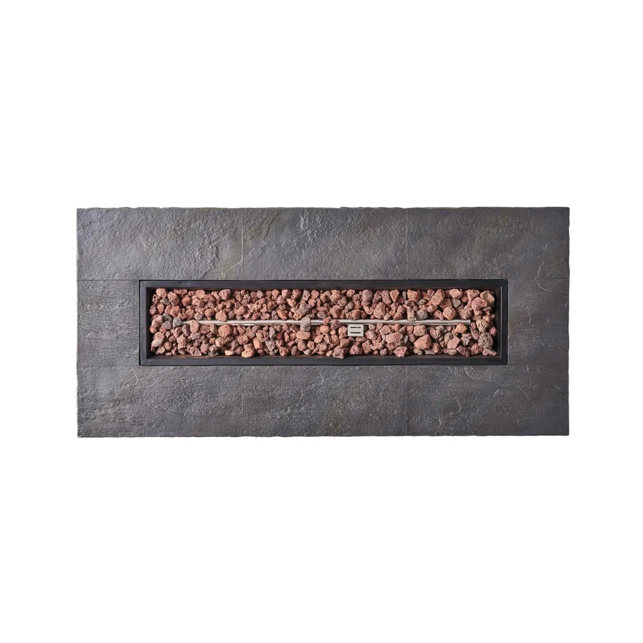 Alora Premium 56" Outdoor Rectangular Concrete Propane Fire Pit W/ Faux Stone Pattern, 50K BTU (SAK31845) by SAKSBY WHOLESALE