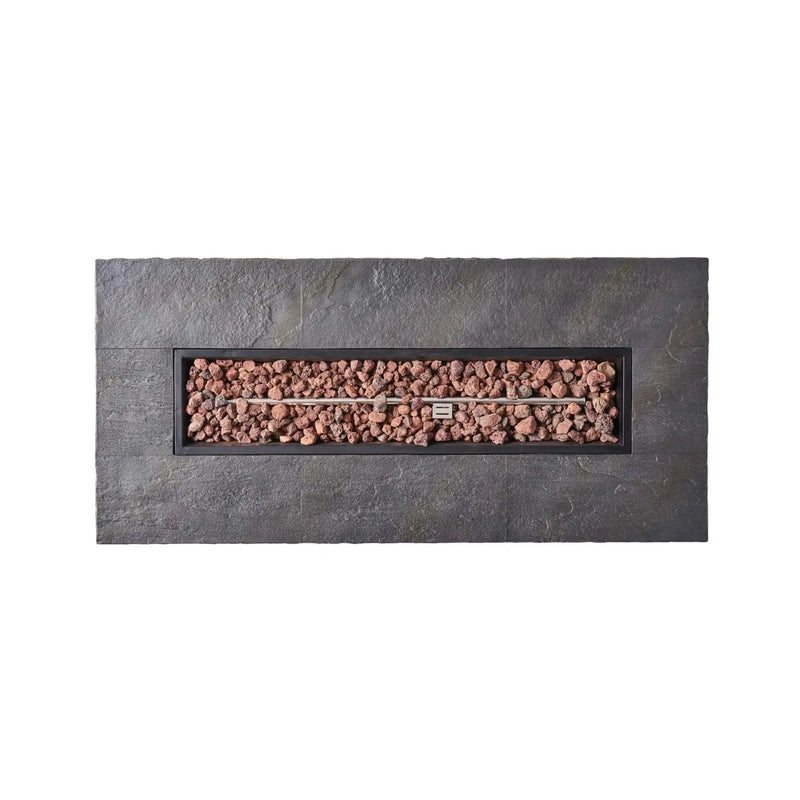 Alora Premium 56" Outdoor Rectangular Concrete Propane Fire Pit W/ Faux Stone Pattern, 50K BTU (SAK31845) by SAKSBY WHOLESALE