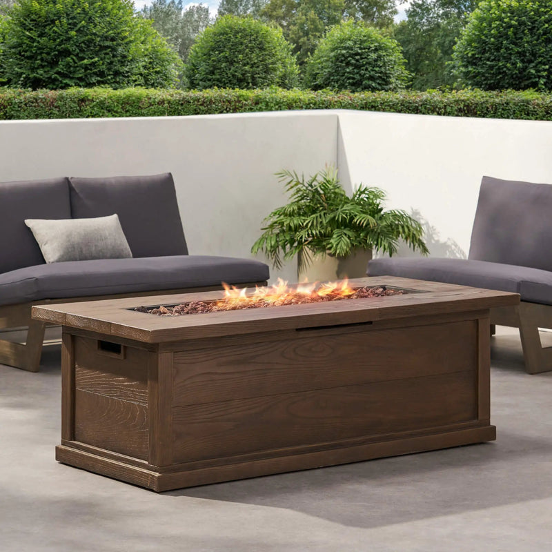 Alora Premium 56" Transitional Rectangular Outdoor Propane Gas Fire Pit Table, 50K BTU (SAK25790) by SAKSBY WHOLESALE