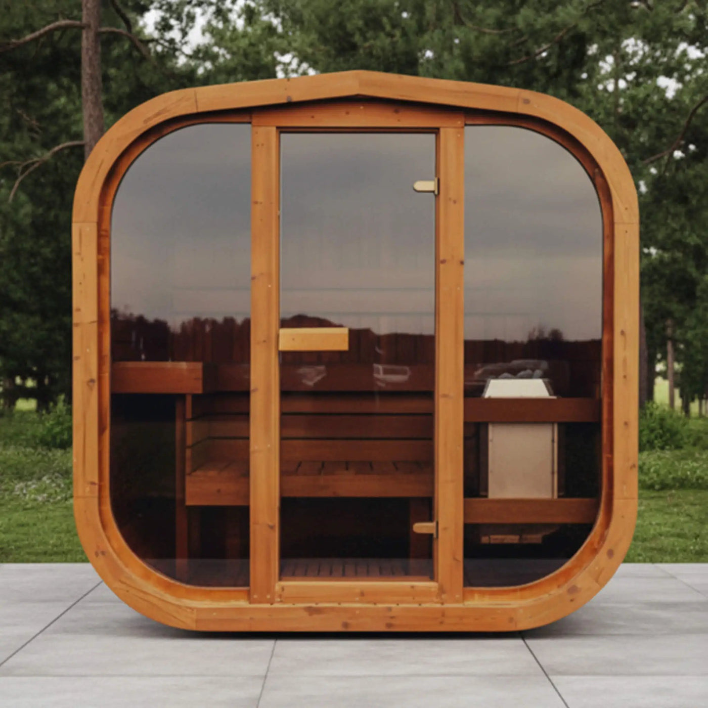 Premium 6-Person Outdoor Scandinavian ThermoWood Cube Sauna Kit With LED Lighting (SAK89146) by SAKSBY WHOLESALE