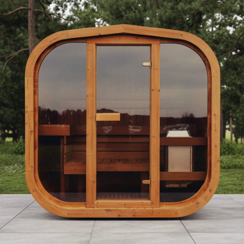 Premium 6-Person Outdoor Scandinavian ThermoWood Cube Sauna Kit With LED Lighting (SAK89146) by SAKSBY WHOLESALE