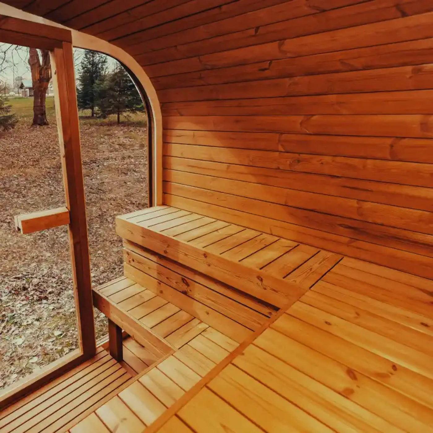Premium 6-Person Outdoor Scandinavian ThermoWood Cube Sauna Kit With LED Lighting (SAK89146) by SAKSBY WHOLESALE