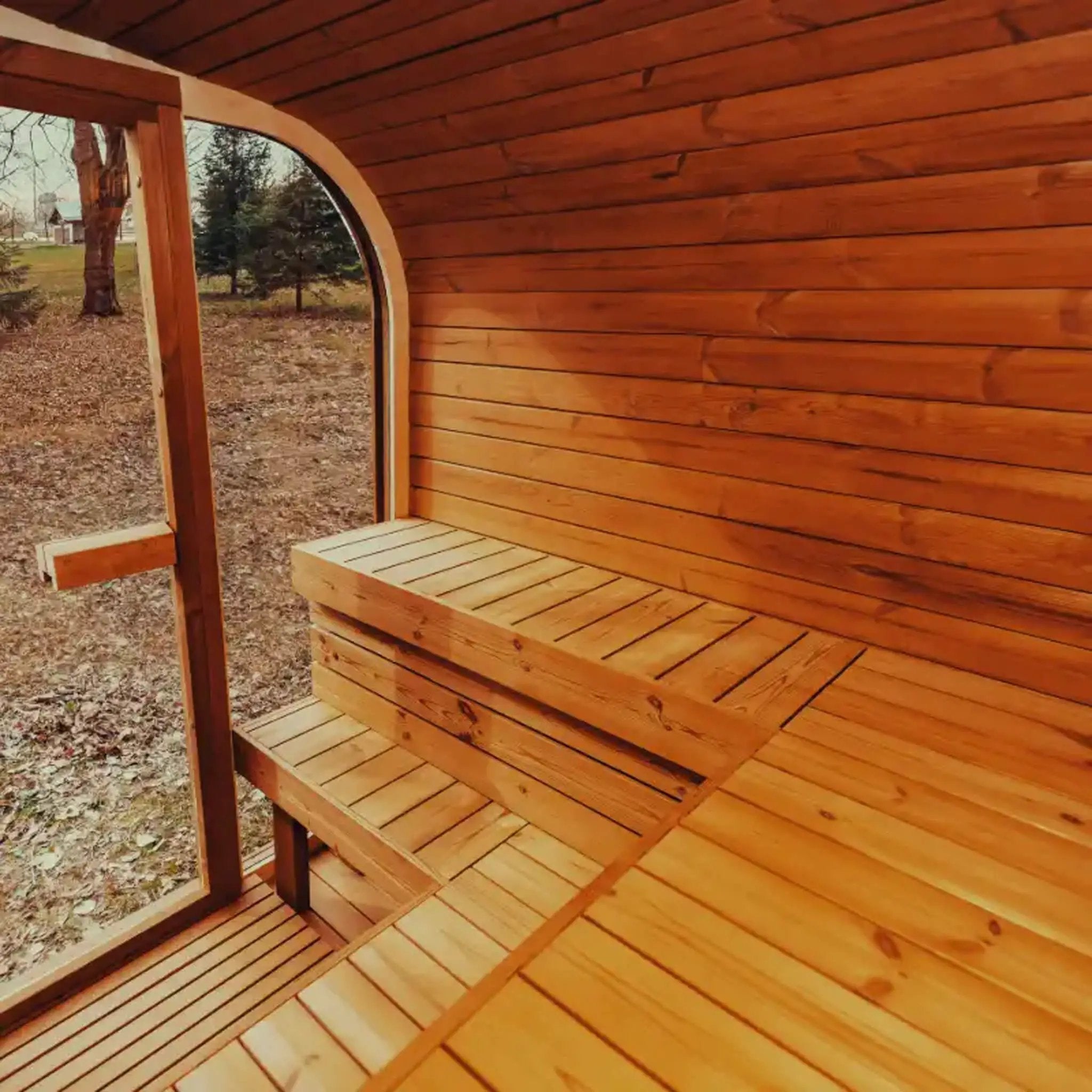 Premium 6-Person Outdoor Scandinavian ThermoWood Cube Sauna Kit With LED Lighting (SAK89146) by SAKSBY WHOLESALE