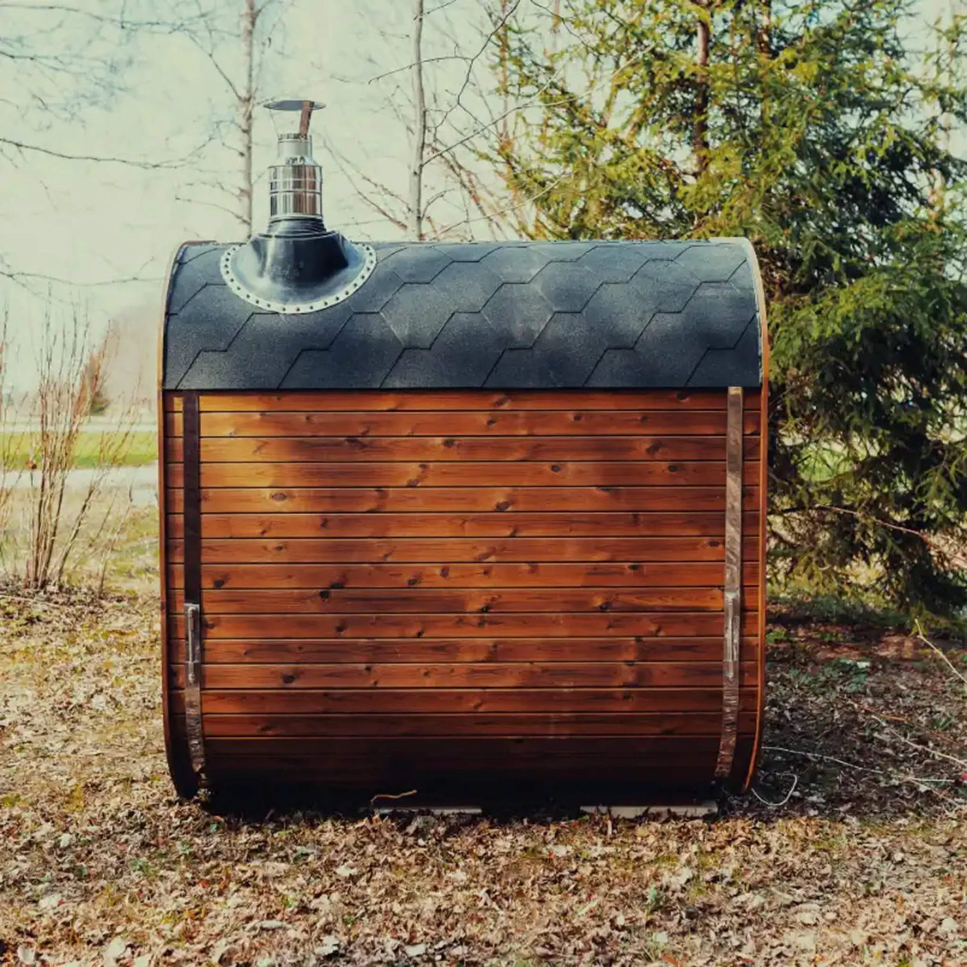 Premium 6-Person Outdoor Scandinavian ThermoWood Cube Sauna Kit With LED Lighting (SAK89146) by SAKSBY WHOLESALE