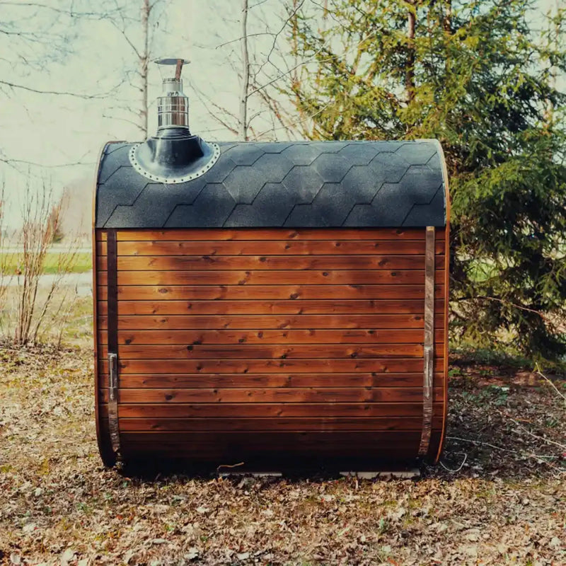 Premium 6-Person Outdoor Scandinavian ThermoWood Cube Sauna Kit With LED Lighting (SAK89146) by SAKSBY WHOLESALE