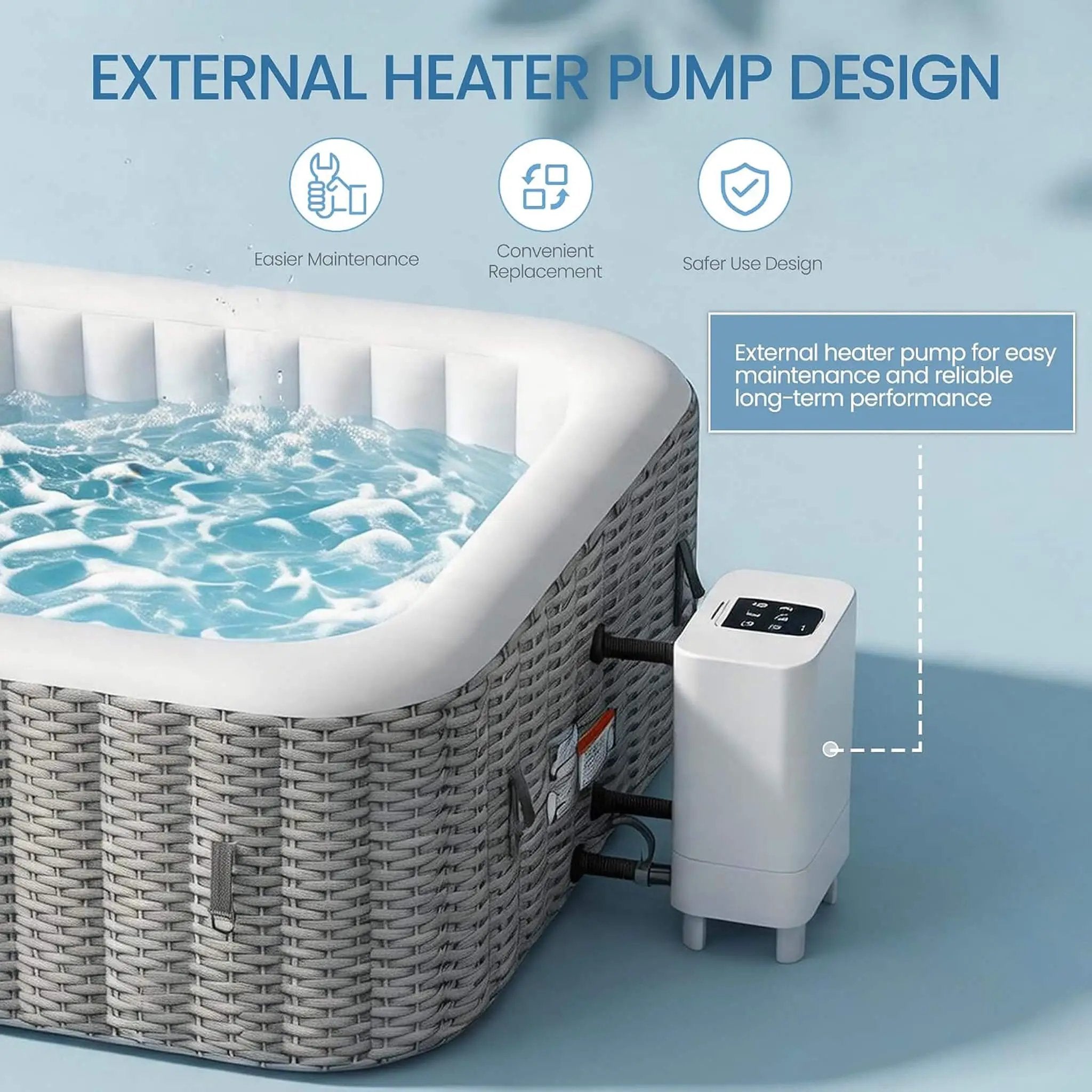 Premium 73-Inch Portable 6-Person Inflatable Square Hot Tub W/ 130 Massage Jets And 6 Filter Cartridges (SAK82109) by SAKSBY WHOLESALE