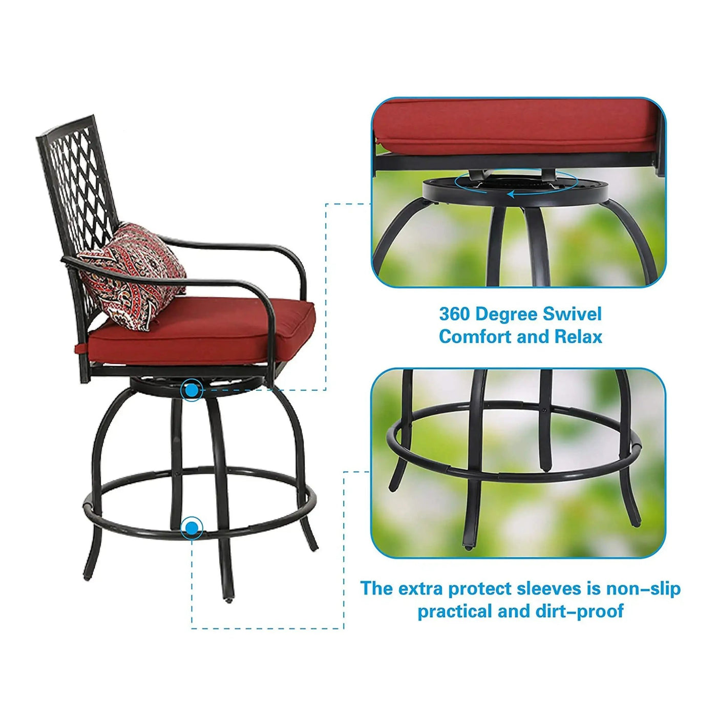 Alora Premium 6-Piece Bar Patio Furniture Set With Umbrella, Swivel Chairs, And Cushions (SAK90375) by SAKSBY WHOLESALE