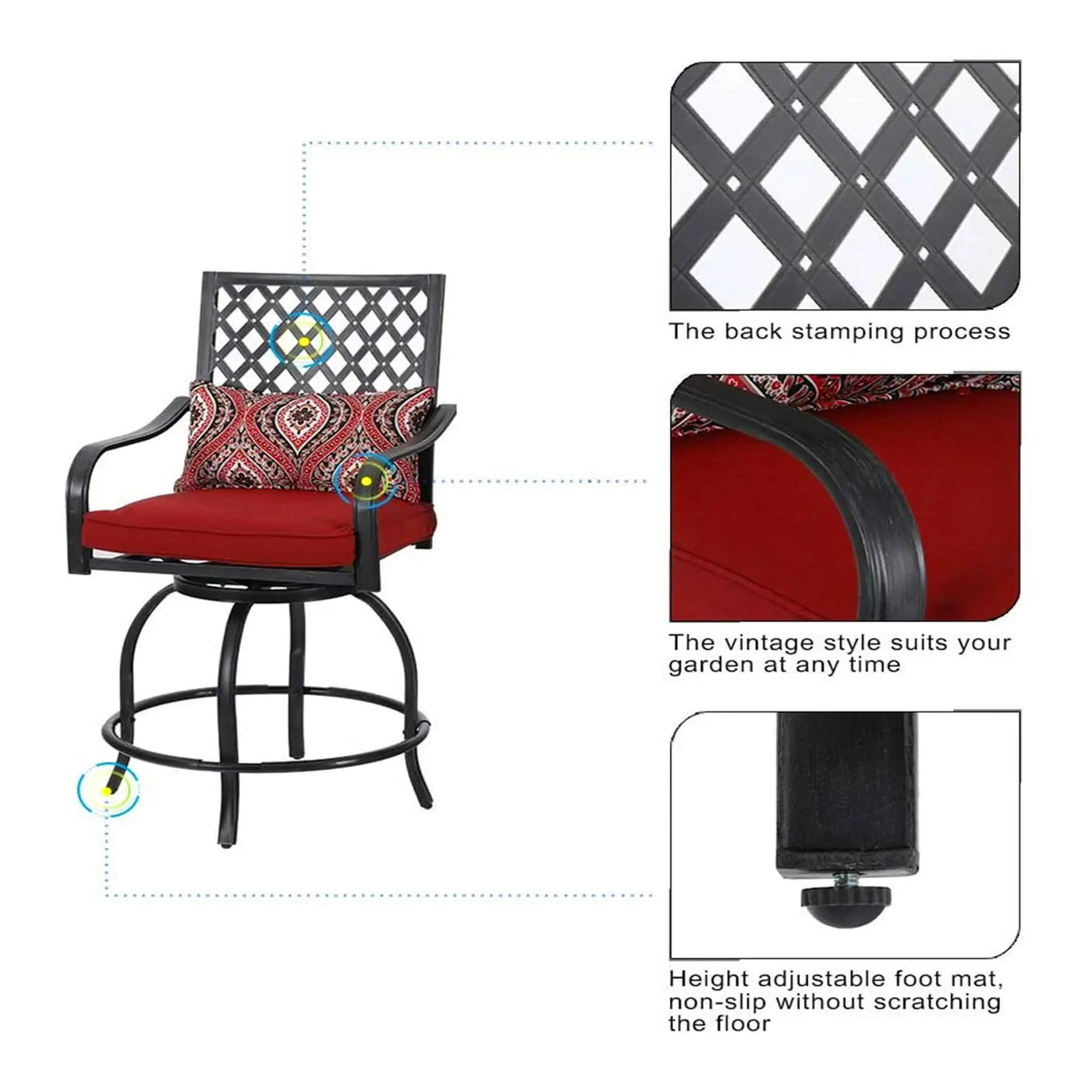 Alora Premium 6-Piece Bar Patio Furniture Set With Umbrella, Swivel Chairs, And Cushions (SAK90375) by SAKSBY WHOLESALE