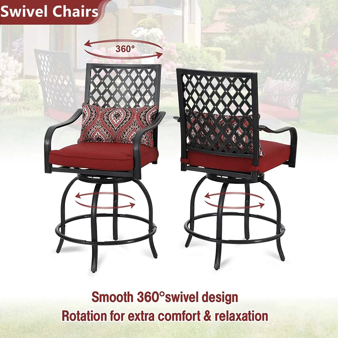 Alora Premium 6-Piece Bar Patio Furniture Set With Umbrella, Swivel Chairs, And Cushions (SAK90375) by SAKSBY WHOLESALE