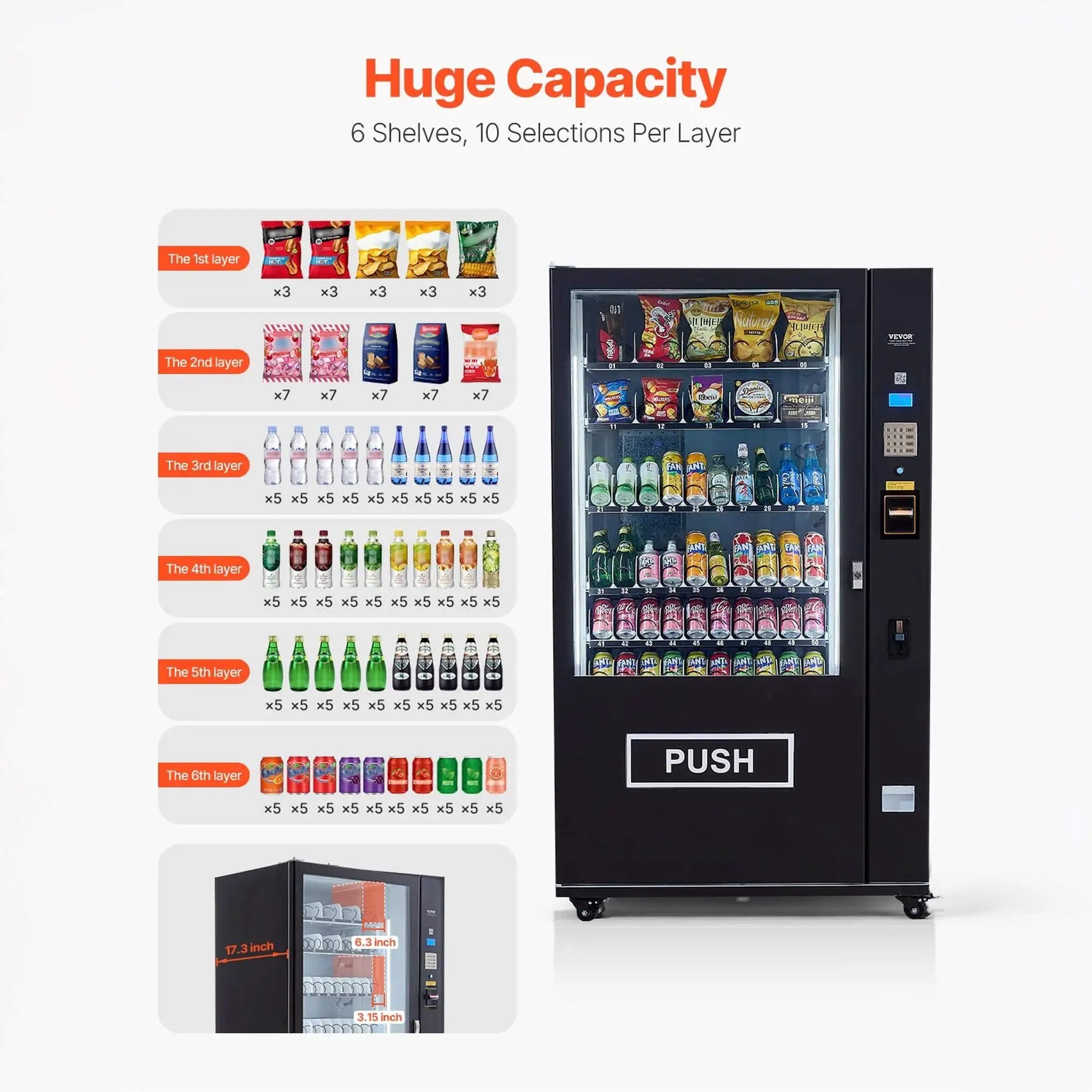 Premium 60-Slot Combo Vending Machine With ICT Bill And Coin Acceptor (SAK31842) by SAKSBY WHOLESALE