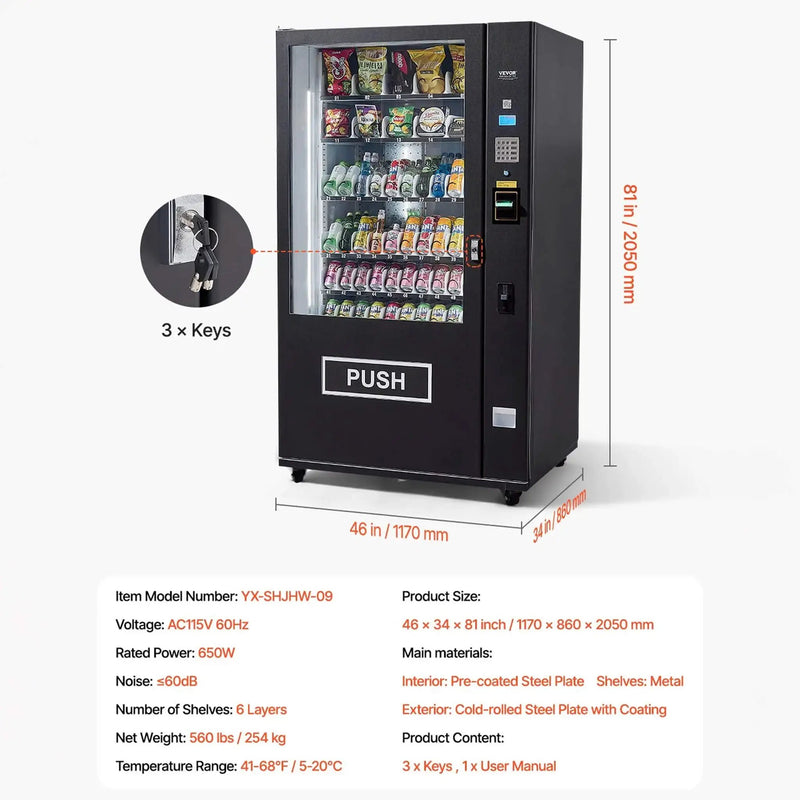 Premium 60-Slot Combo Vending Machine With ICT Bill And Coin Acceptor (SAK31842) by SAKSBY WHOLESALE