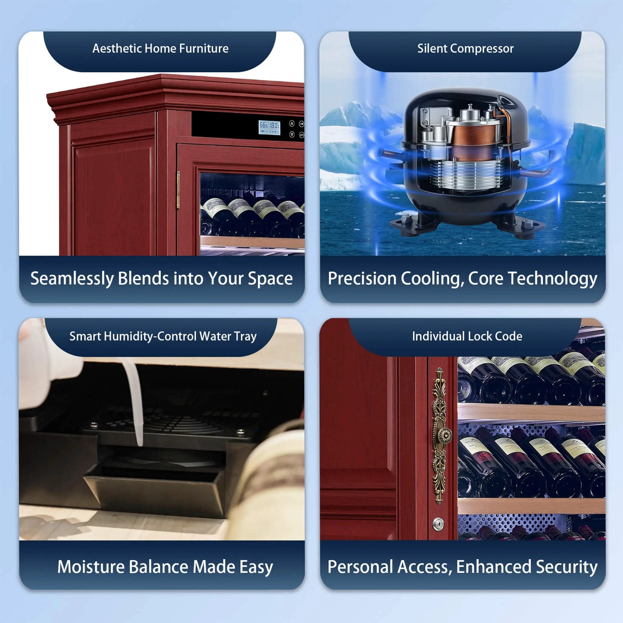 Nuvia 69-Bottle Wooden Wine Cooler Cabinet With Built-In Storage (SAK17539) by SAKSBY WHOLESALE