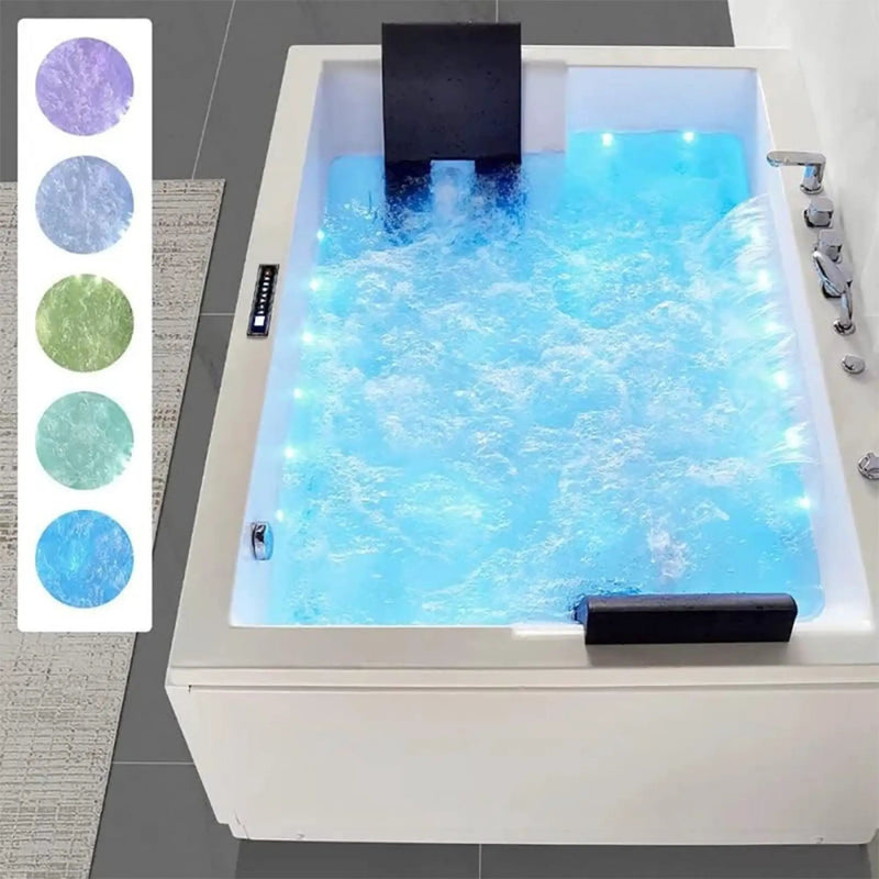 Nuvia Luxara 71-Inch Premium Modern Acrylic Soaking Bathtub With Bubble Jets And LED Lighting (SAK26415) by SAKSBY WHOLESALE