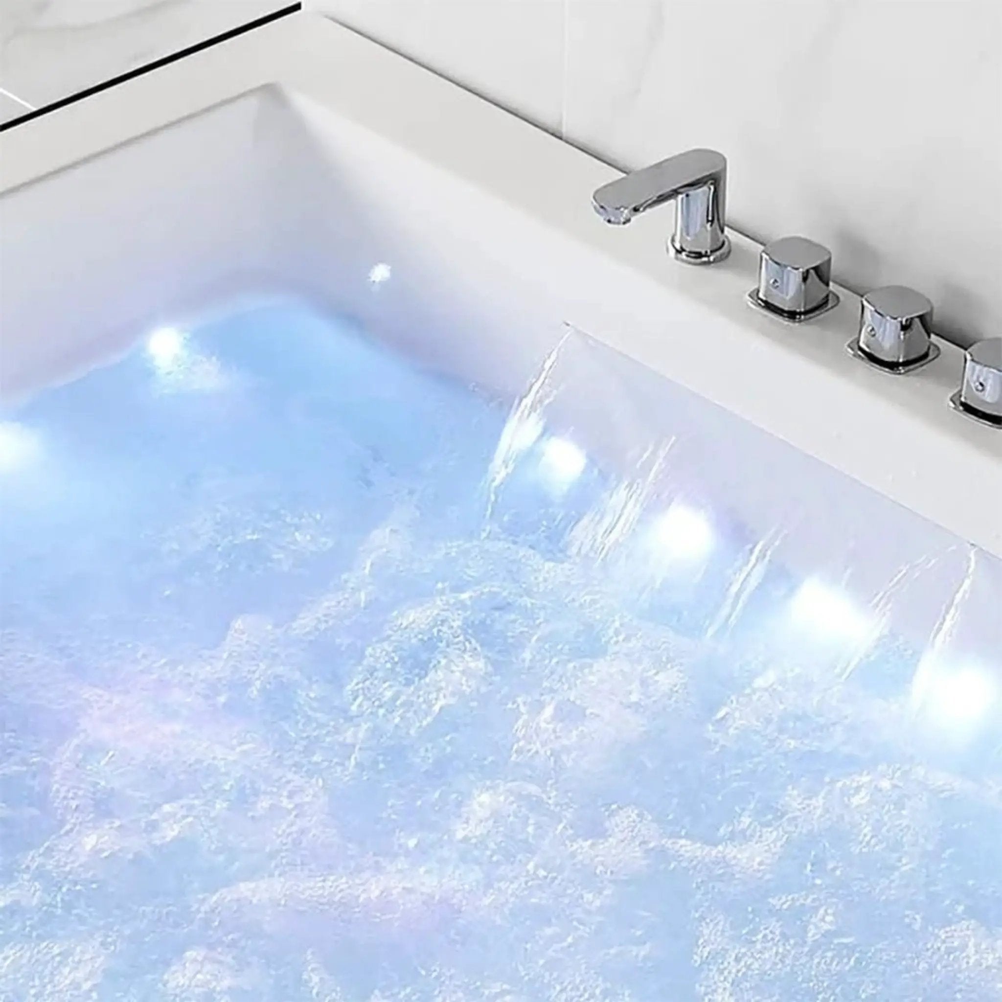 Nuvia Luxara 71-Inch Premium Modern Acrylic Soaking Bathtub With Bubble Jets And LED Lighting (SAK26415) by SAKSBY WHOLESALE