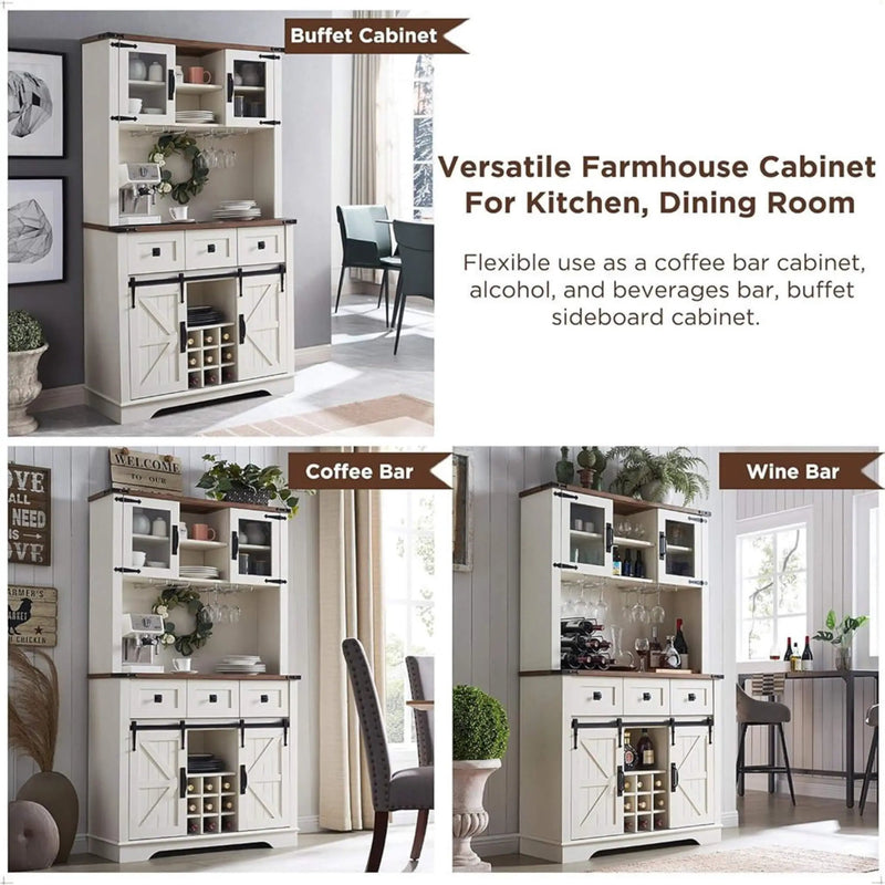 Nuvia Premium 72-Inch Home Bar Wine Cabinet W/ Sliding Barn Door (SAK12947) by SAKSBY WHOLESALE