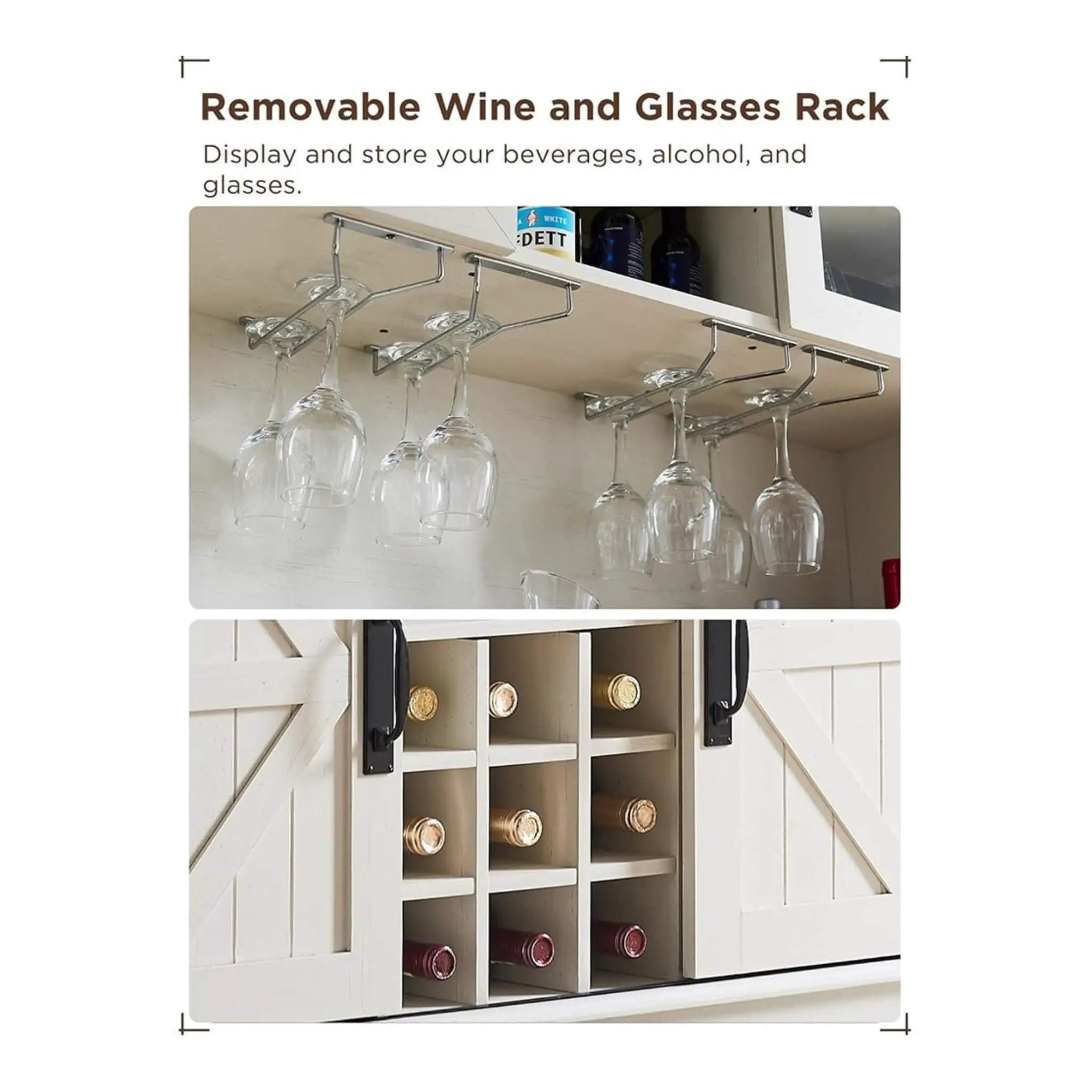 Nuvia Premium 72-Inch Home Bar Wine Cabinet W/ Sliding Barn Door (SAK12947) by SAKSBY WHOLESALE