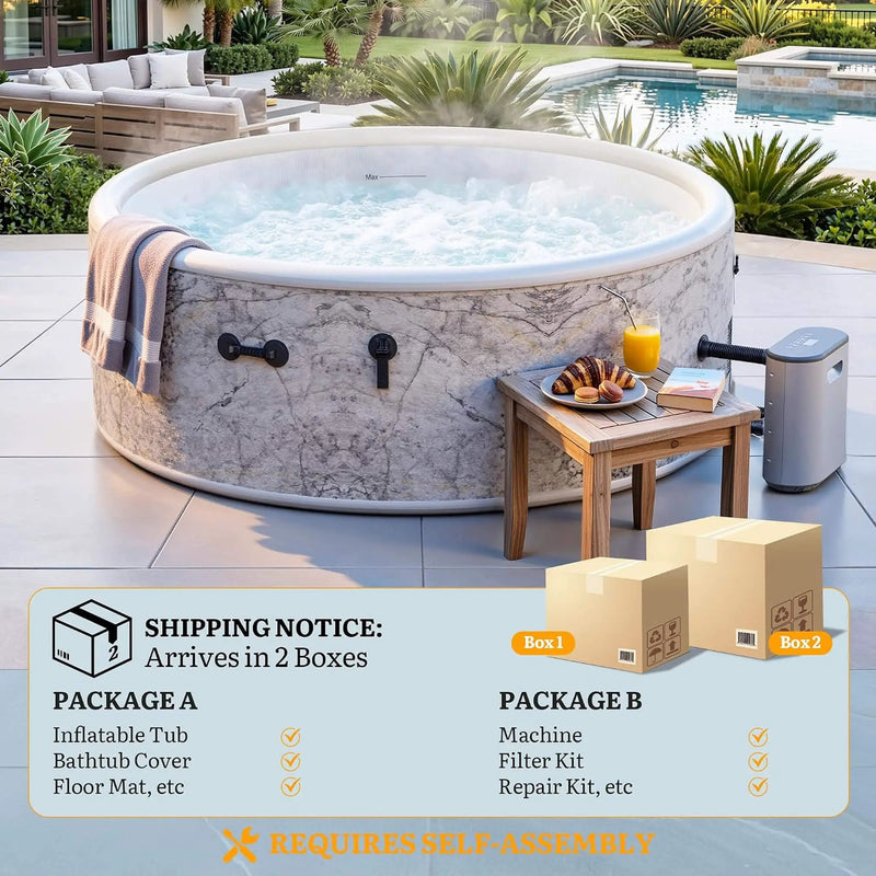 Premium 85-Inch Inflatable 8-Person Drop-Stitch Hot Tub W/ 220 Massage Jets (SAK78596) by SAKSBY WHOLESALE