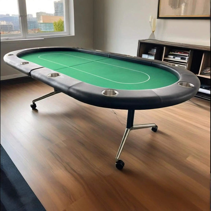 Premium 94-Inch Foldable 10-Player Poker Table With Wheels (SAK43087) by SAKSBY WHOLESALE