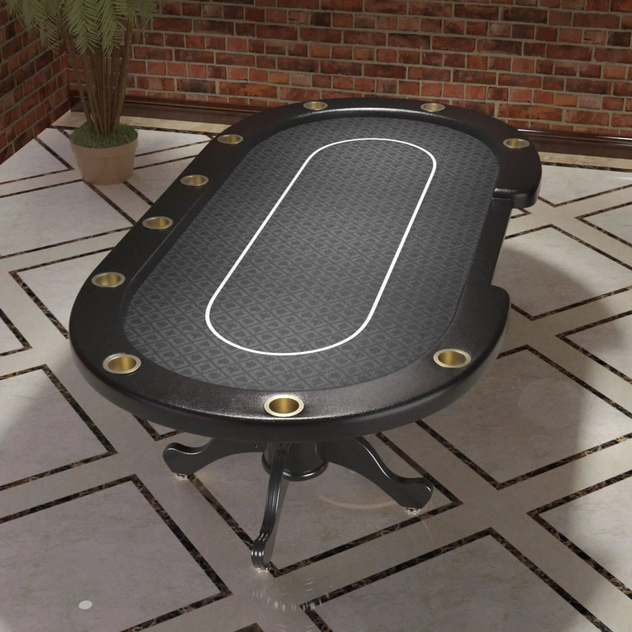 Premium 96-Inch 10-Player Oval Poker Table With Cup Holders (SAK51874) by SAKSBY WHOLESALE