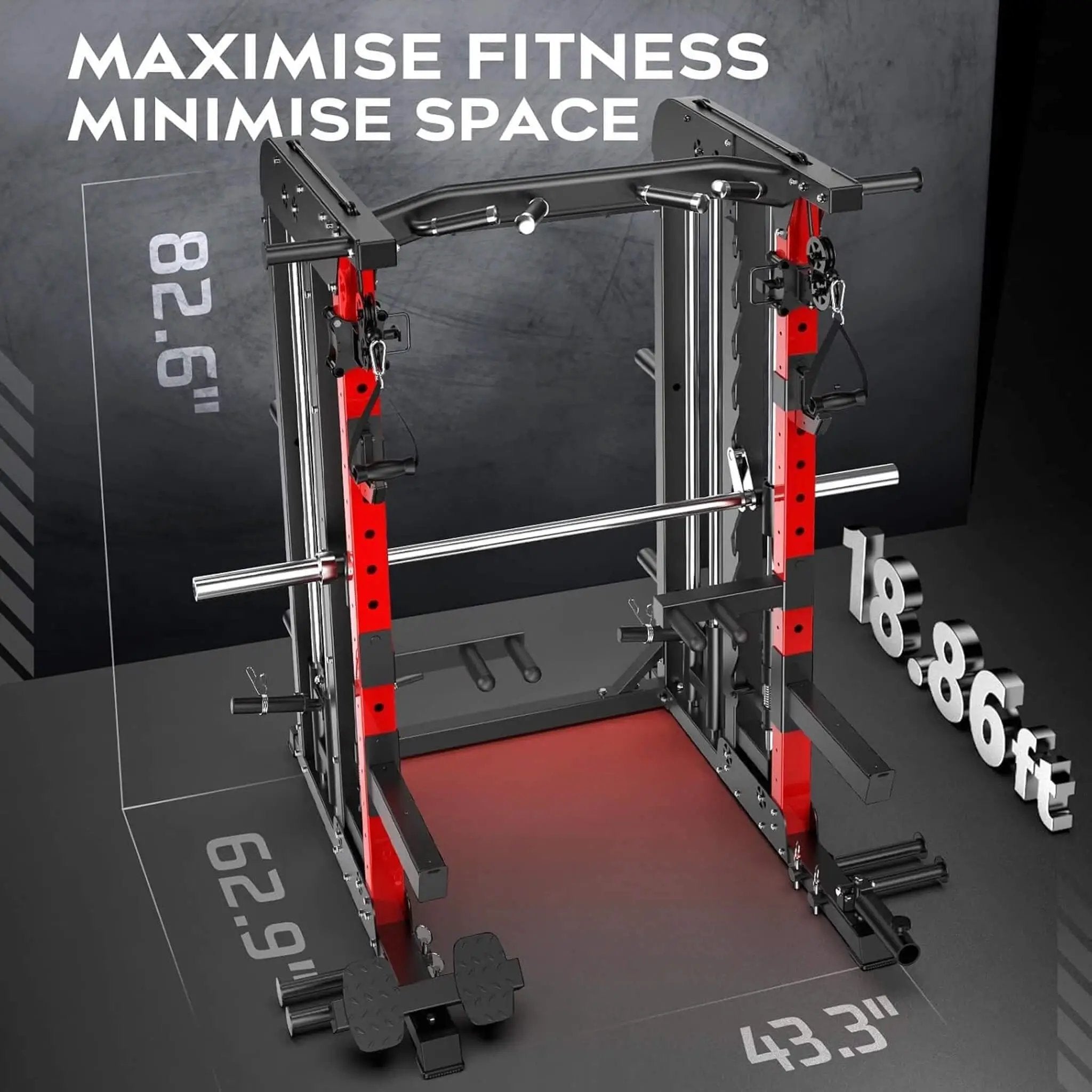 Rovix Premium 2000LBS All-In-One Squat Rack Power Cage With Smith Machine (SAK59213) by SAKSBY WHOLESALE