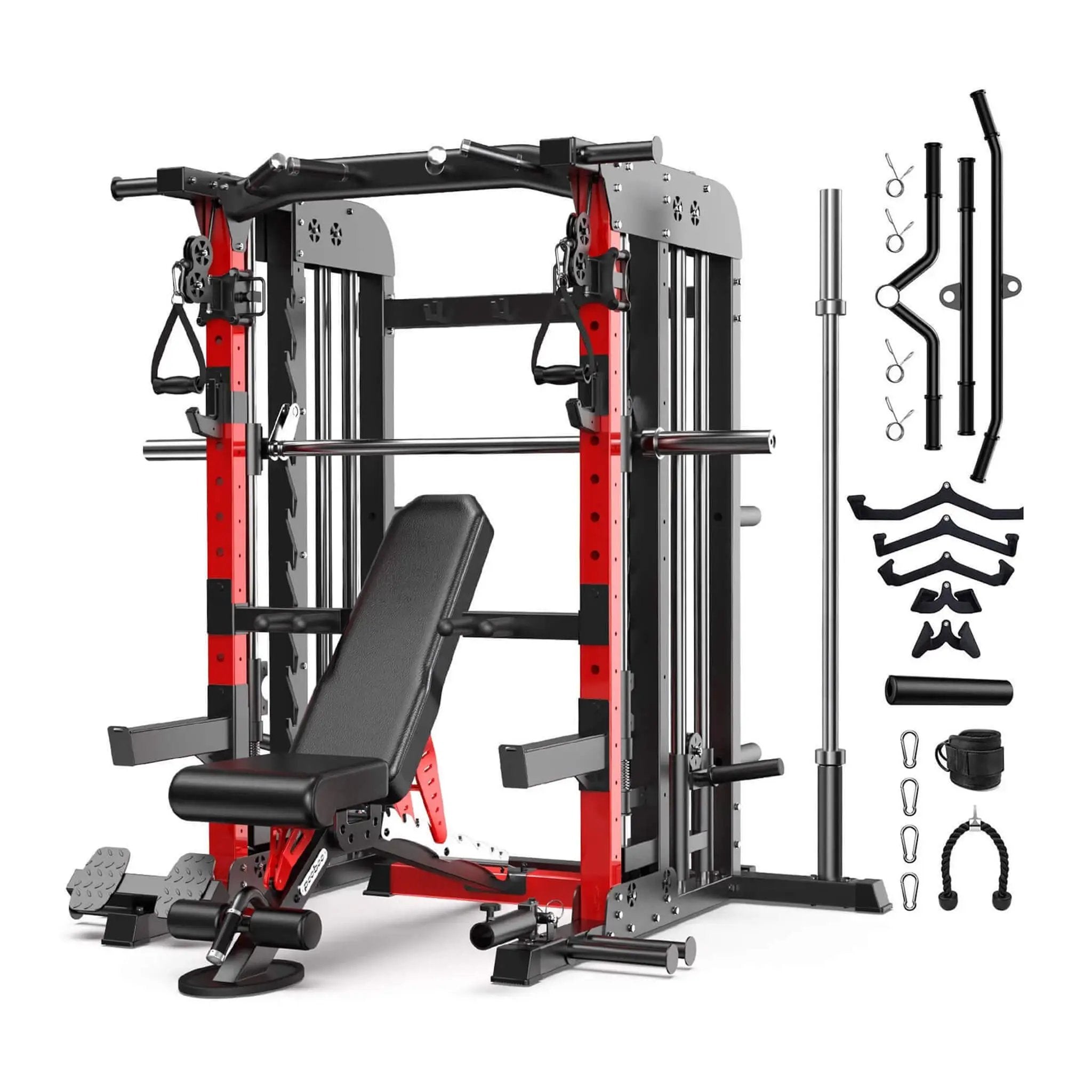 Rovix Premium 2000LBS All-In-One Squat Rack Power Cage With Smith Machine (SAK59213) by SAKSBY WHOLESALE
