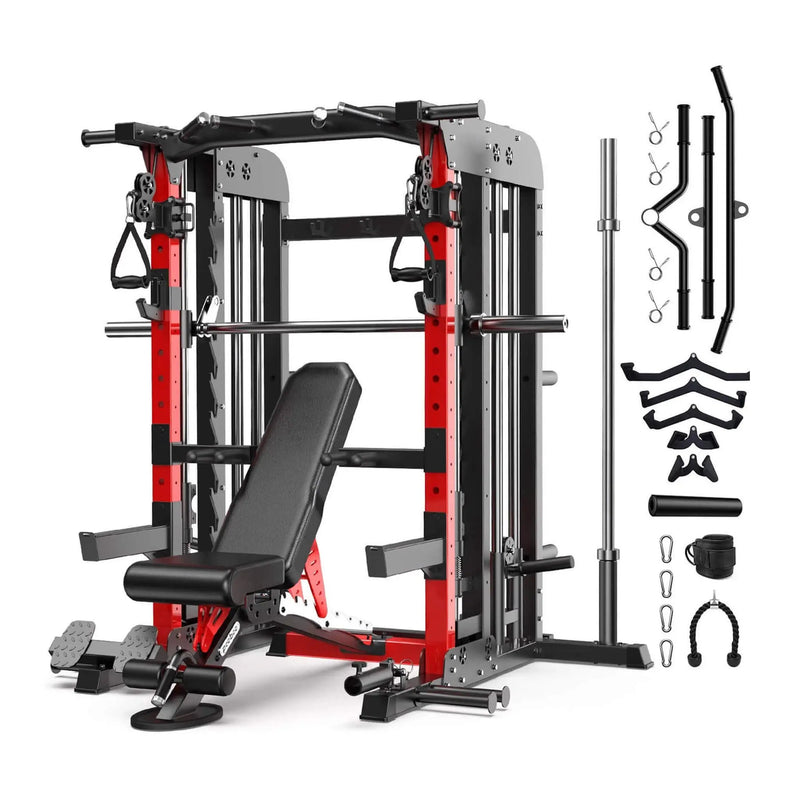 Rovix Premium 2000LBS All-In-One Squat Rack Power Cage With Smith Machine (SAK59213) by SAKSBY WHOLESALE