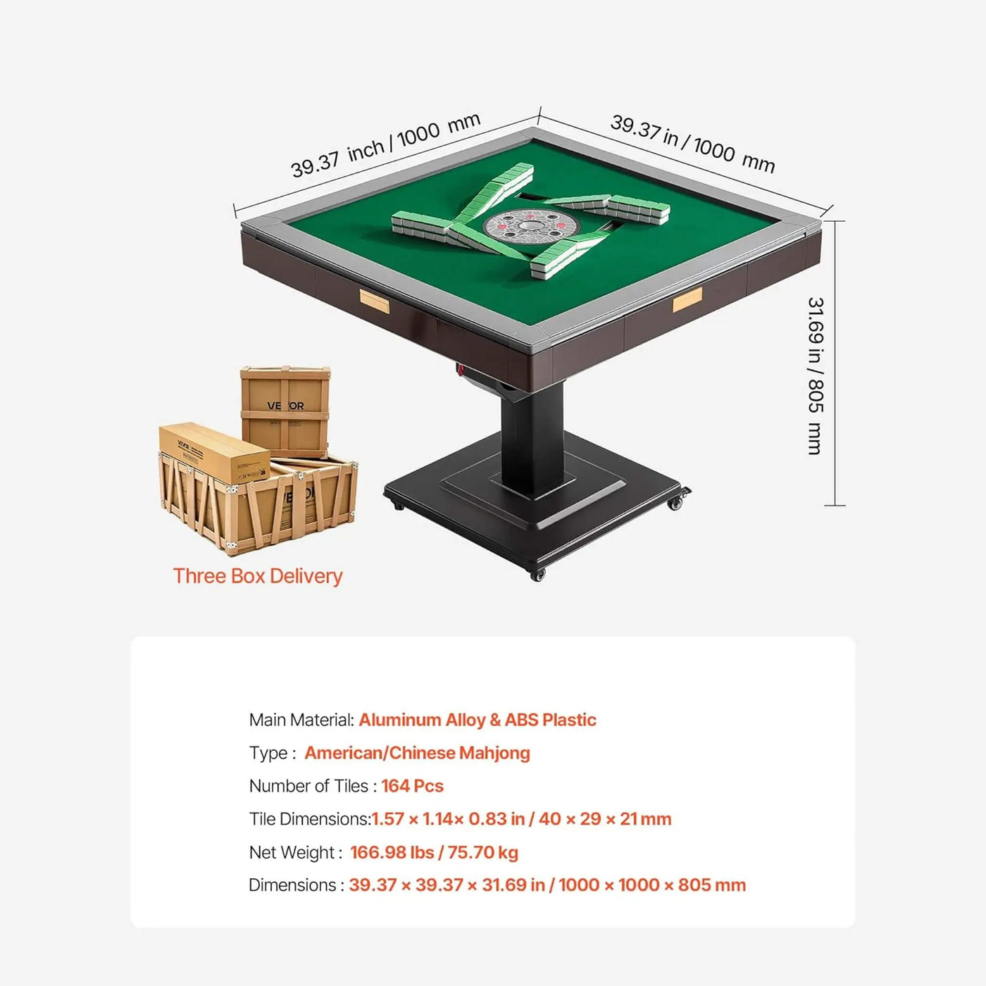Premium Automatic Foldable Mahjong Table With Wheels And Two Sets Of Tiles (SAK92307) by SAKSBY WHOLESALE