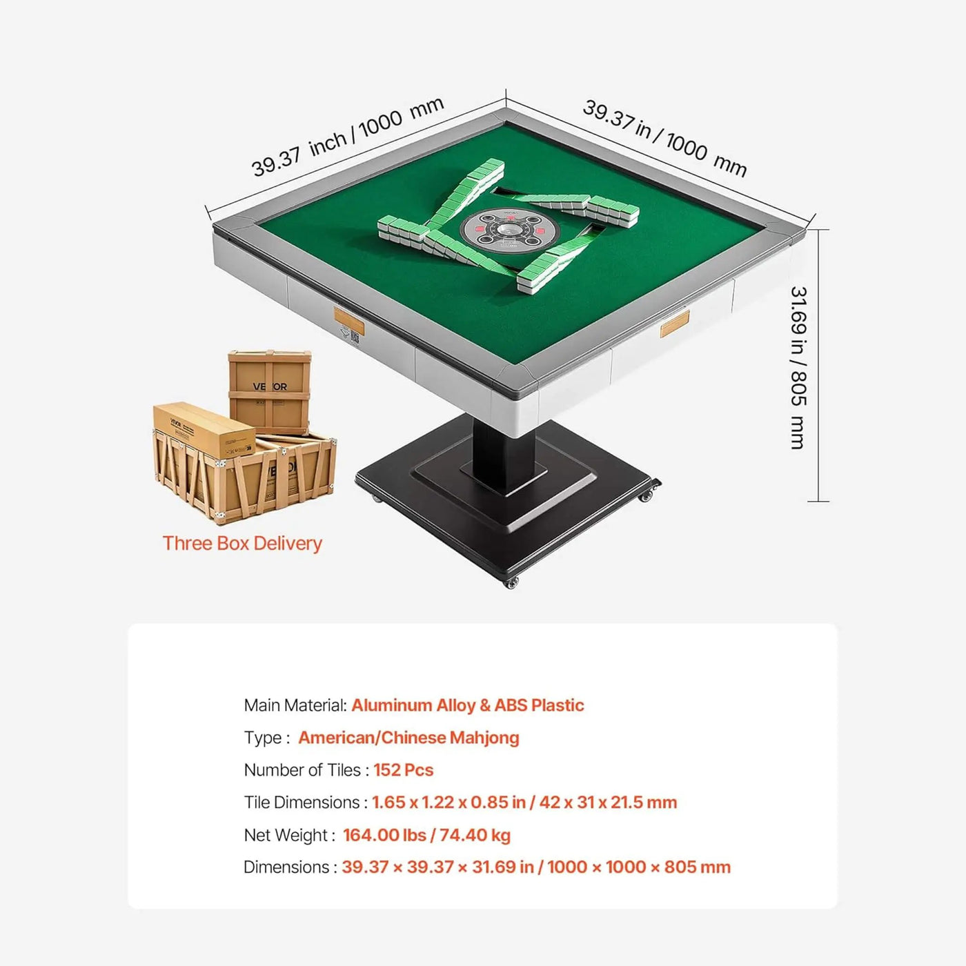 Premium Automatic Foldable Mahjong Table With Wheels And Two Sets Of Tiles (SAK92307) by SAKSBY WHOLESALE