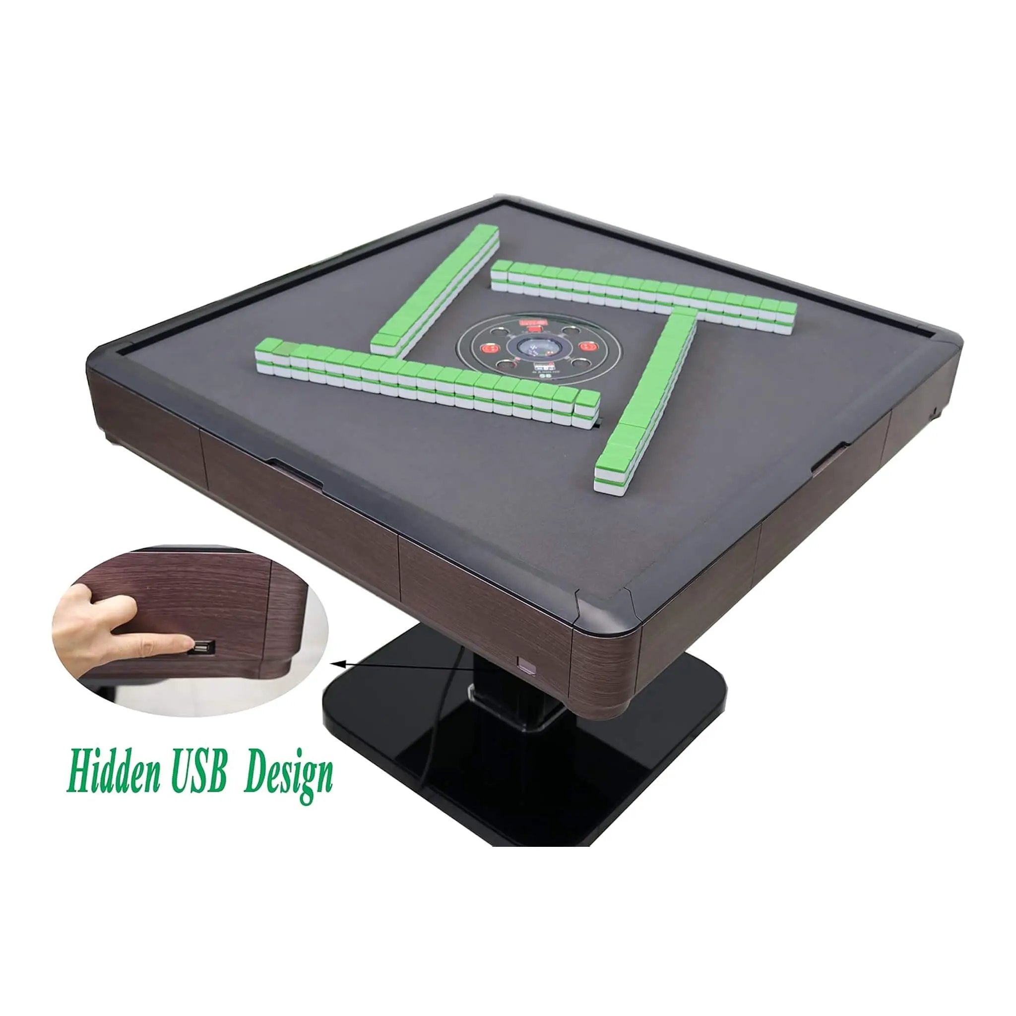 Premium Automatic Folding Mahjong Table With Walnut Finish, Two Set Of 166 40MM Numbered Tiles, And Hard Table Cover (SAK41893) by SAKSBY WHOLESALE