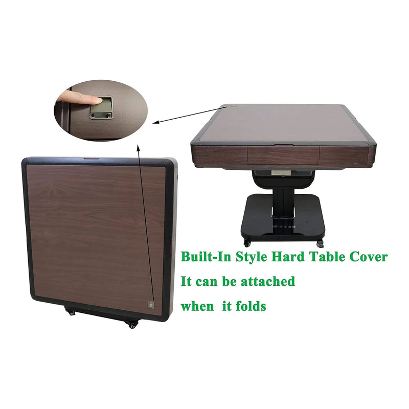 Premium Automatic Folding Mahjong Table With Walnut Finish, Two Set Of 166 40MM Numbered Tiles, And Hard Table Cover (SAK41893) by SAKSBY WHOLESALE