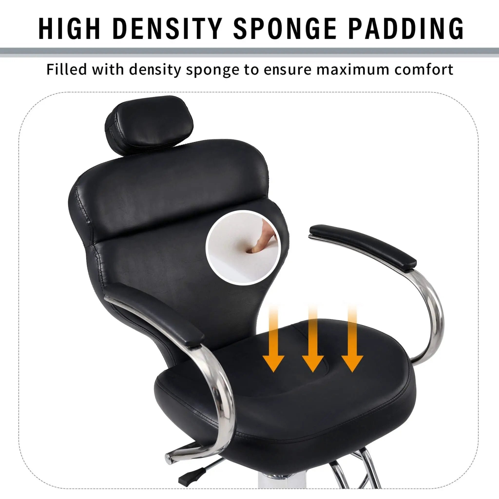 Premium Black PU Leather Reclining Barber Chair With Hydraulic Pump (SAK53892) by SAKSBY WHOLESALE