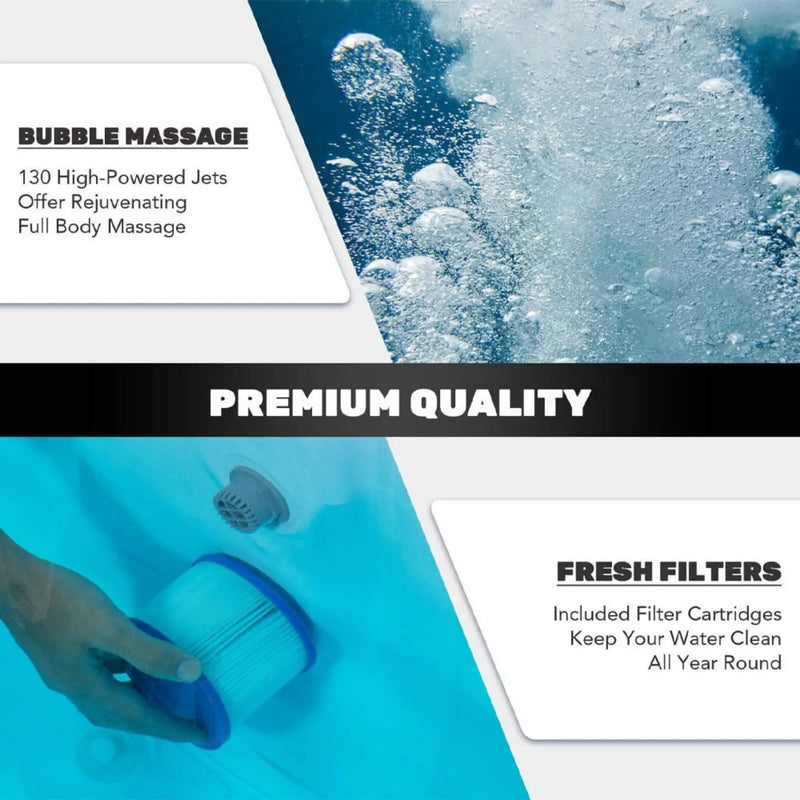 Premium 7FT Blow Up 6-Person Sauna Pool Hot Tub With 130 Jets (SAK63510) by SAKSBY WHOLESALE