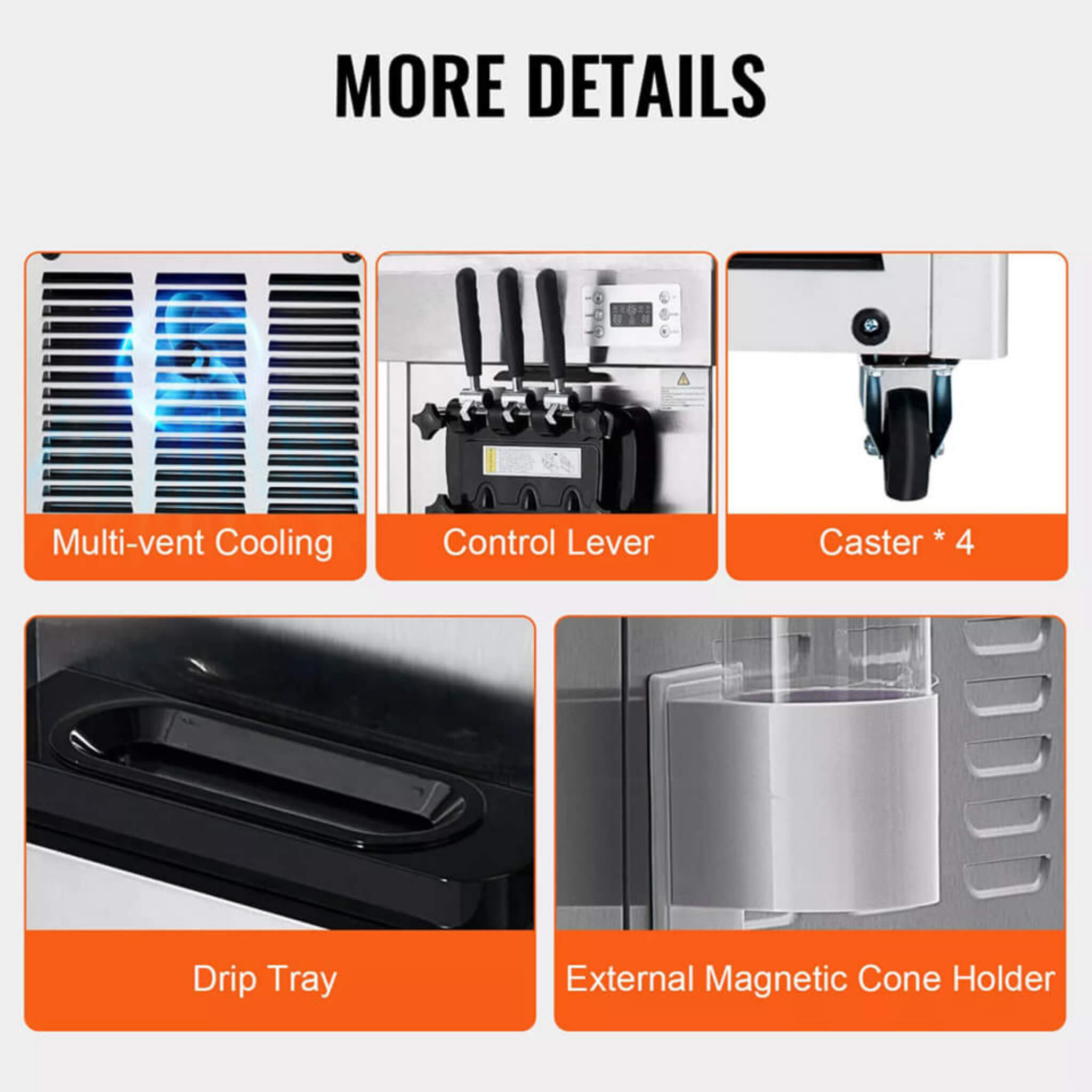 Commercial 21-31 L/H 3-Flavor Freestanding Soft Serve Ice Cream Machine Maker (SAK21874) by SAKSBY WHOLESALE