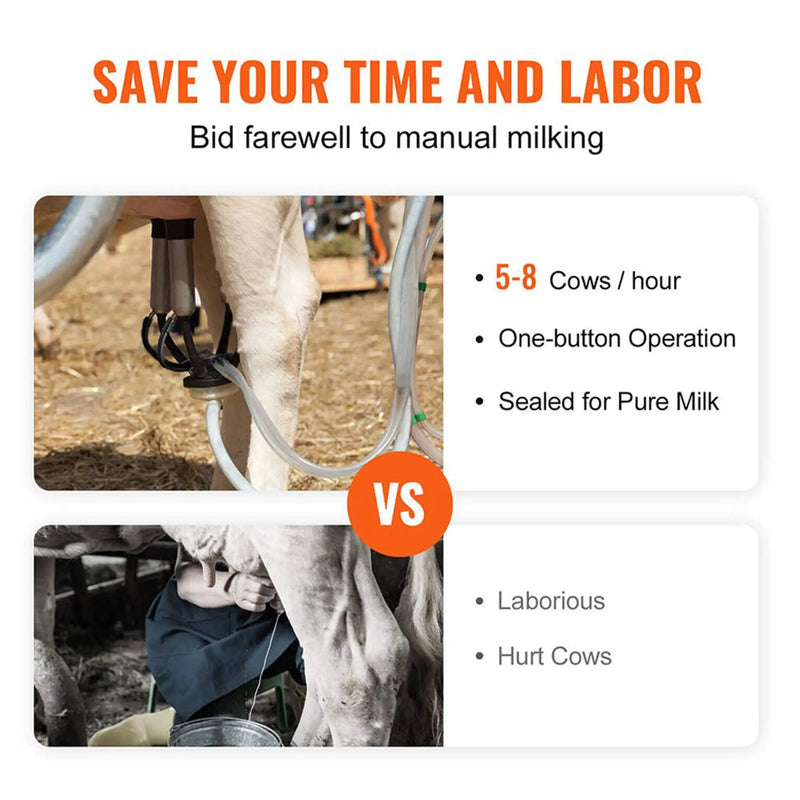 Premium Electric Cow Goat Milking Machine With Milk Bucket, 25L (SAK83260) by SAKSBY WHOLESALE